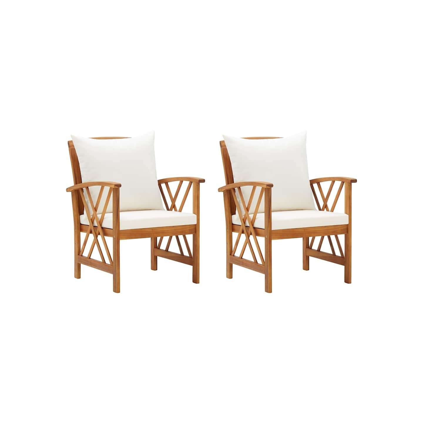 Chaises de jardin avec coussins lot de 2 Bois d'acacia massif