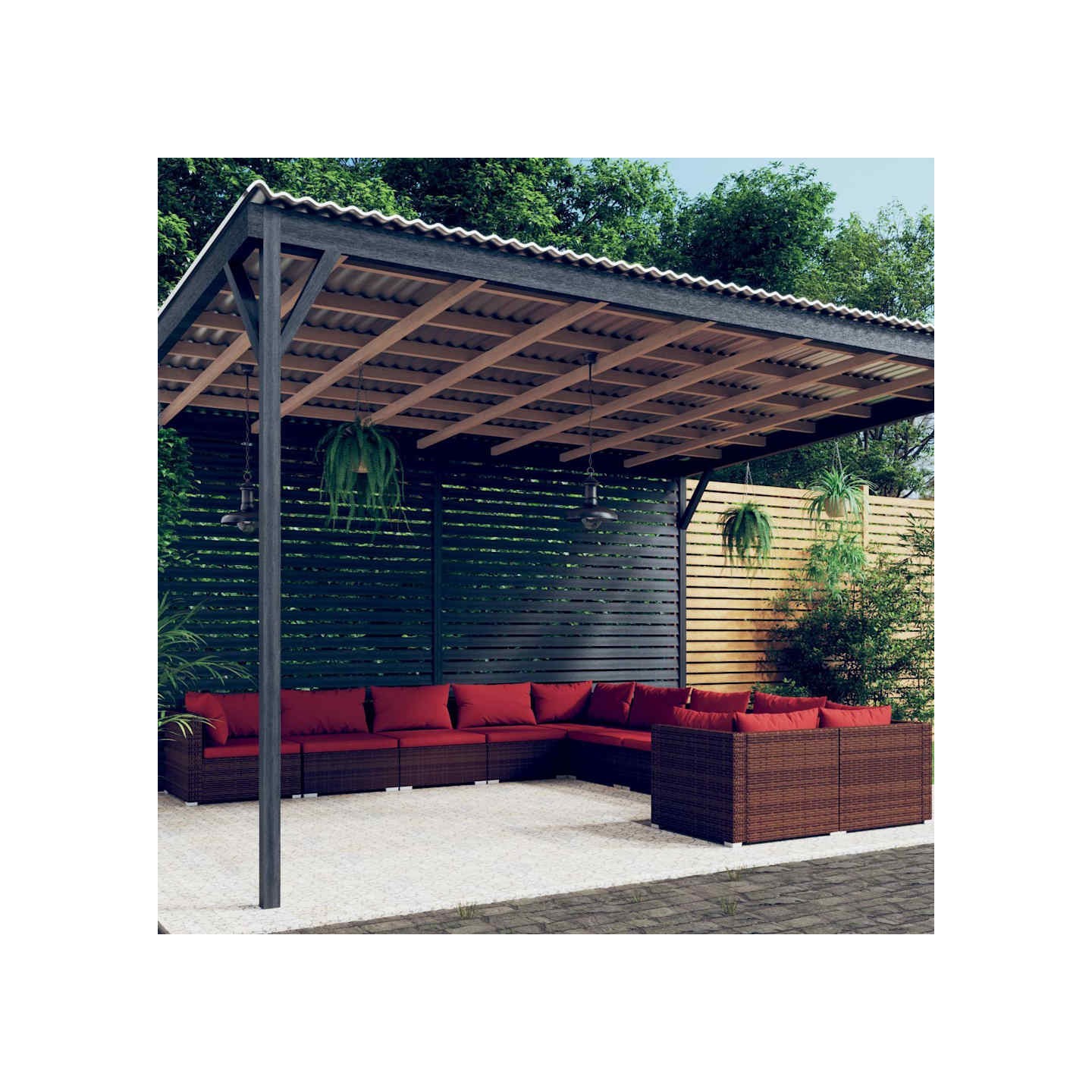 Salon de jardin 10 pcs avec coussins Résine tressée Marron