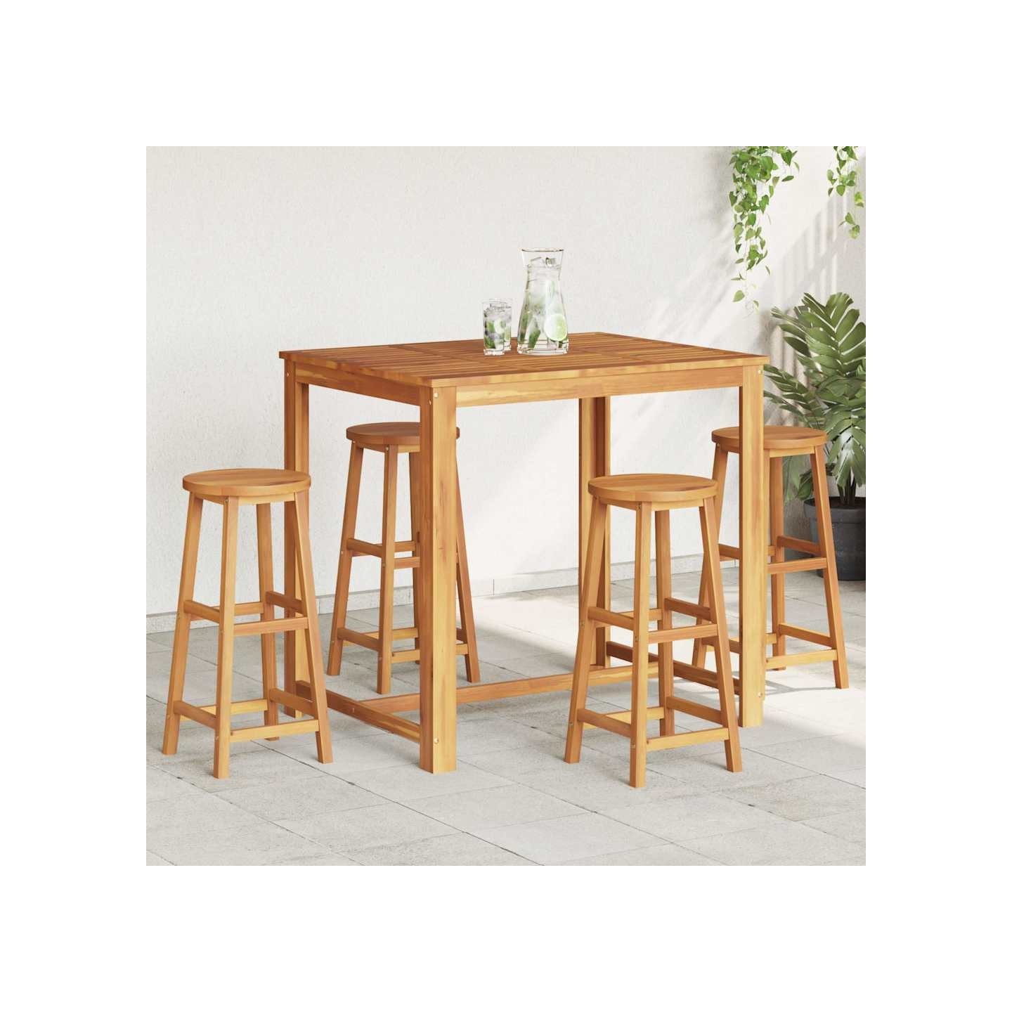 Tabourets de bar lot de 4 bois d'acacia solide