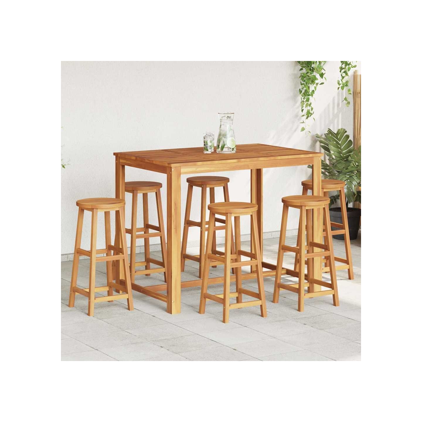 Tabourets de bar lot de 6 bois d'acacia solide