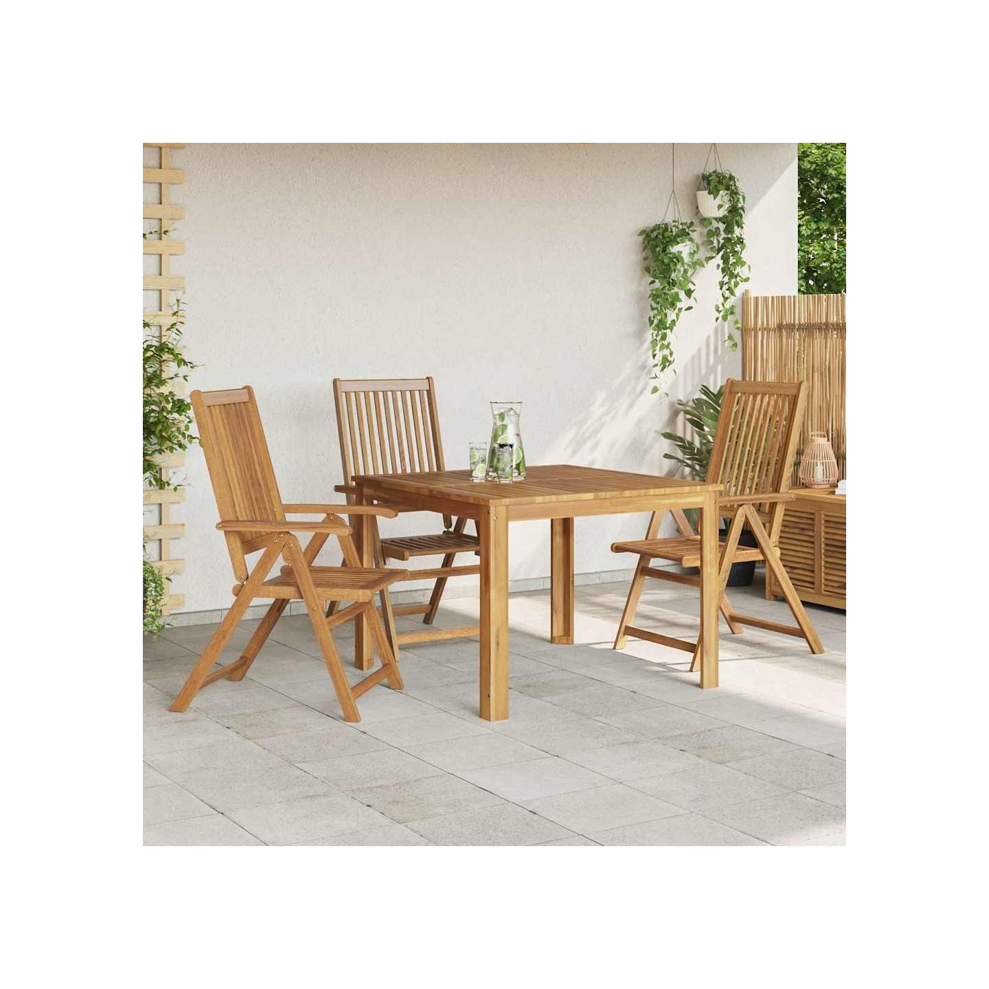 Chaises pliantes 3 pièces en bois d'acacia massif