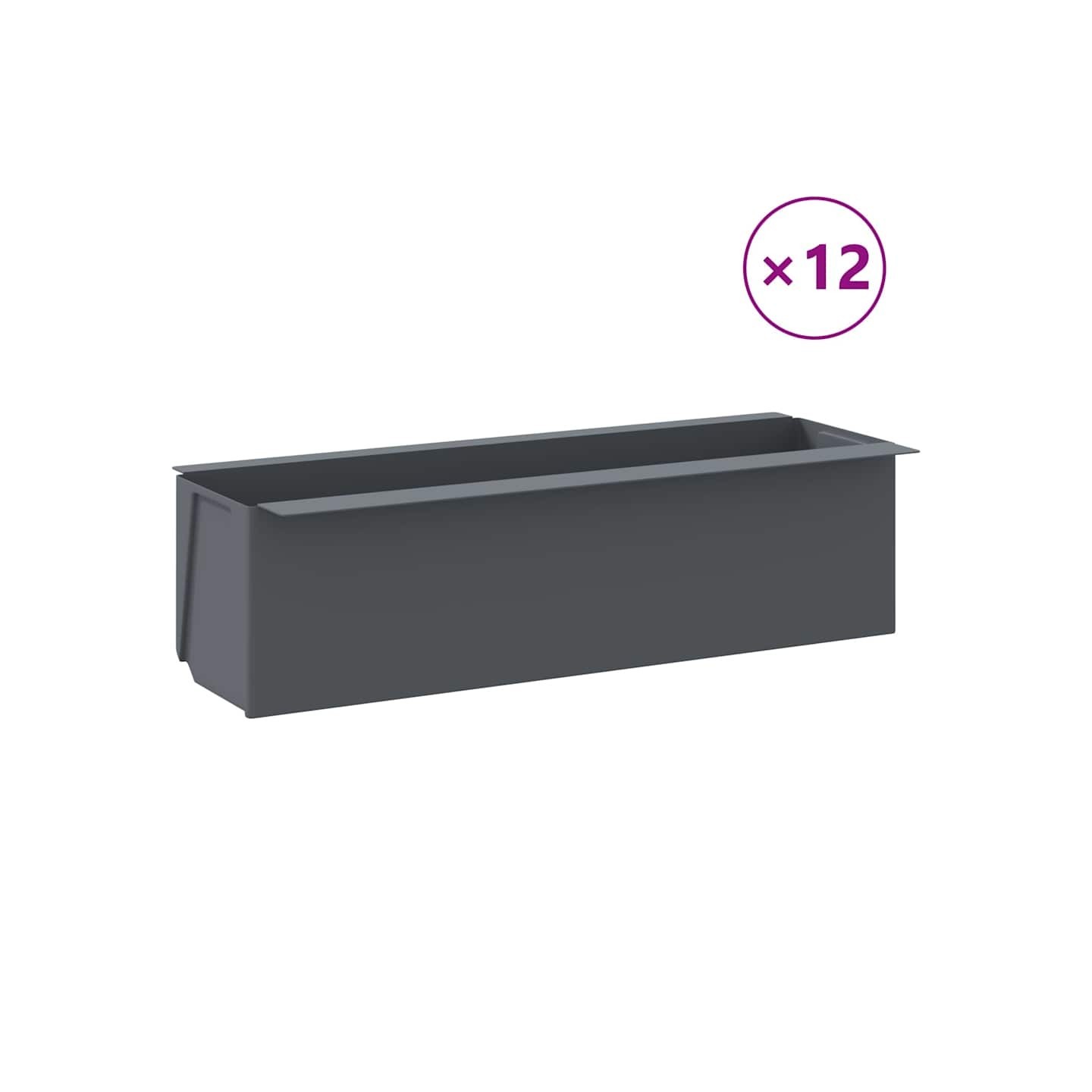 Boîtes à fleurs pour palettes euro 12 pcs Gris 36x13,5x9,5cm PP