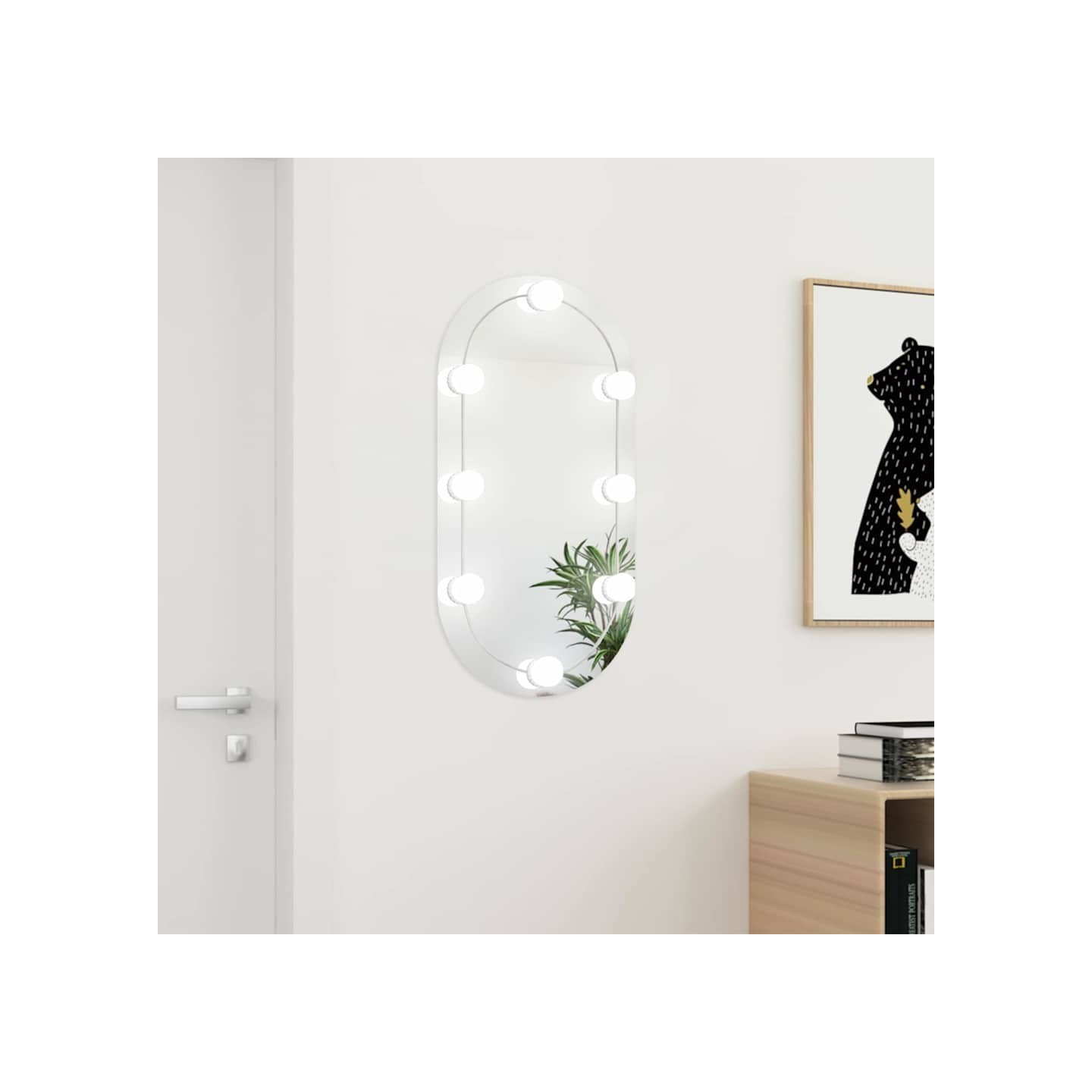 Miroir avec éclairage LED 80x40 cm Verre Ovale