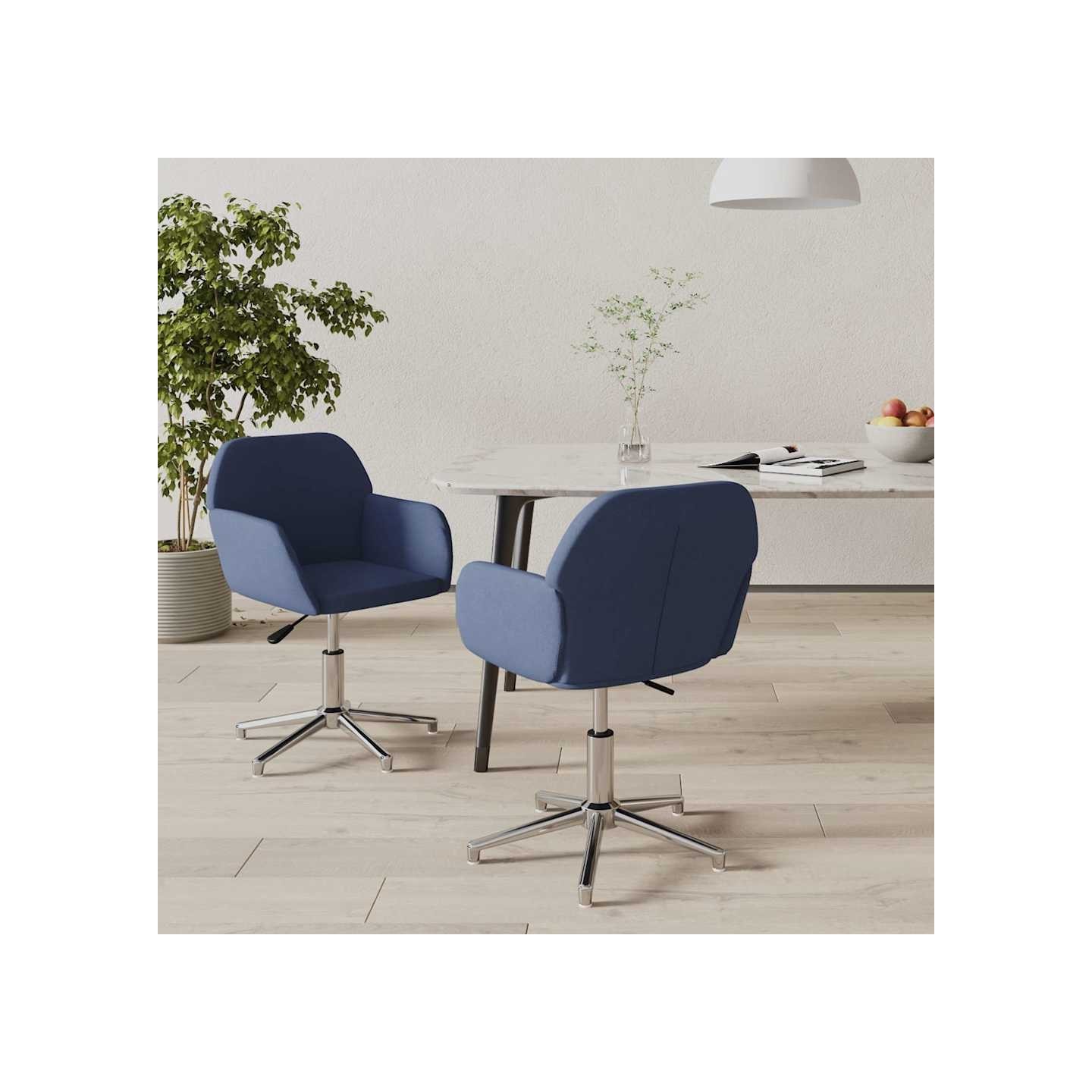 Chaises pivotantes à manger lot de 2 bleu tissu