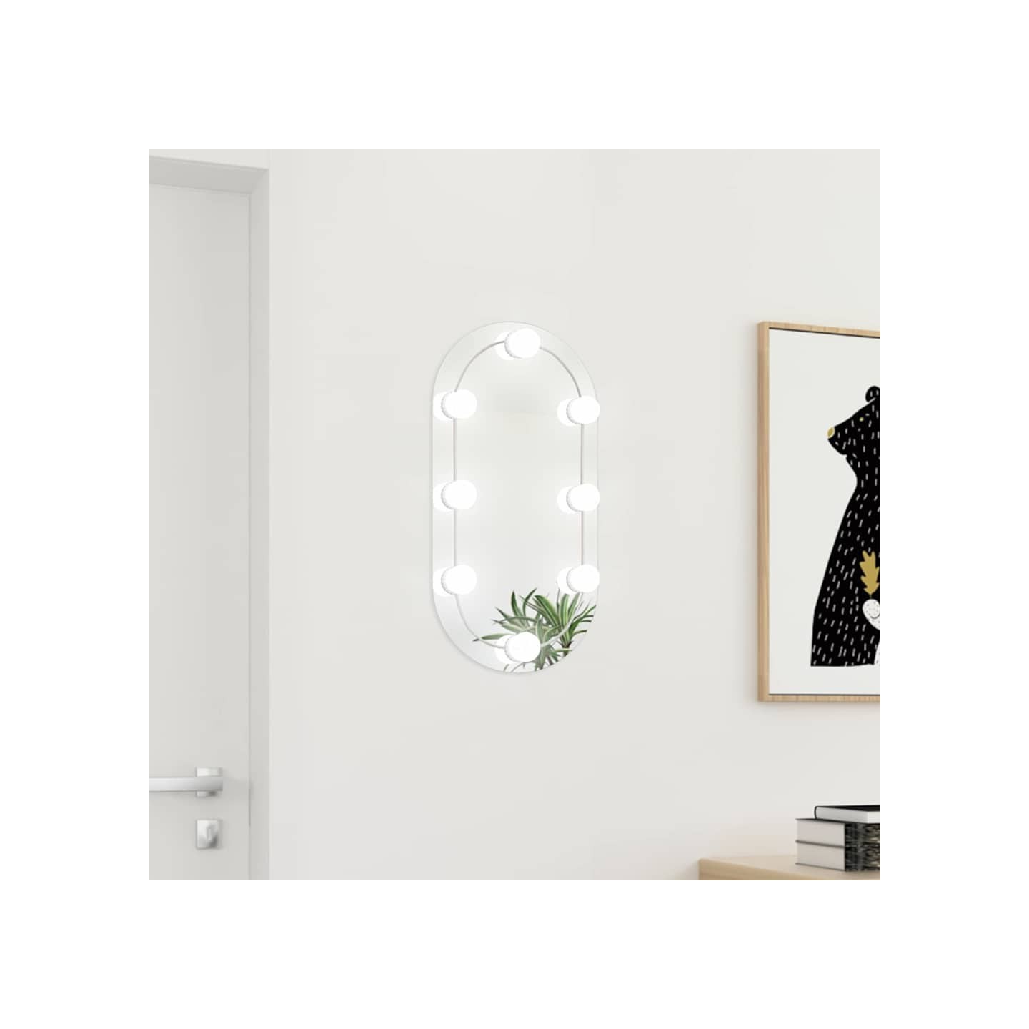 Miroir avec éclairage LED 60x30 cm Verre Ovale