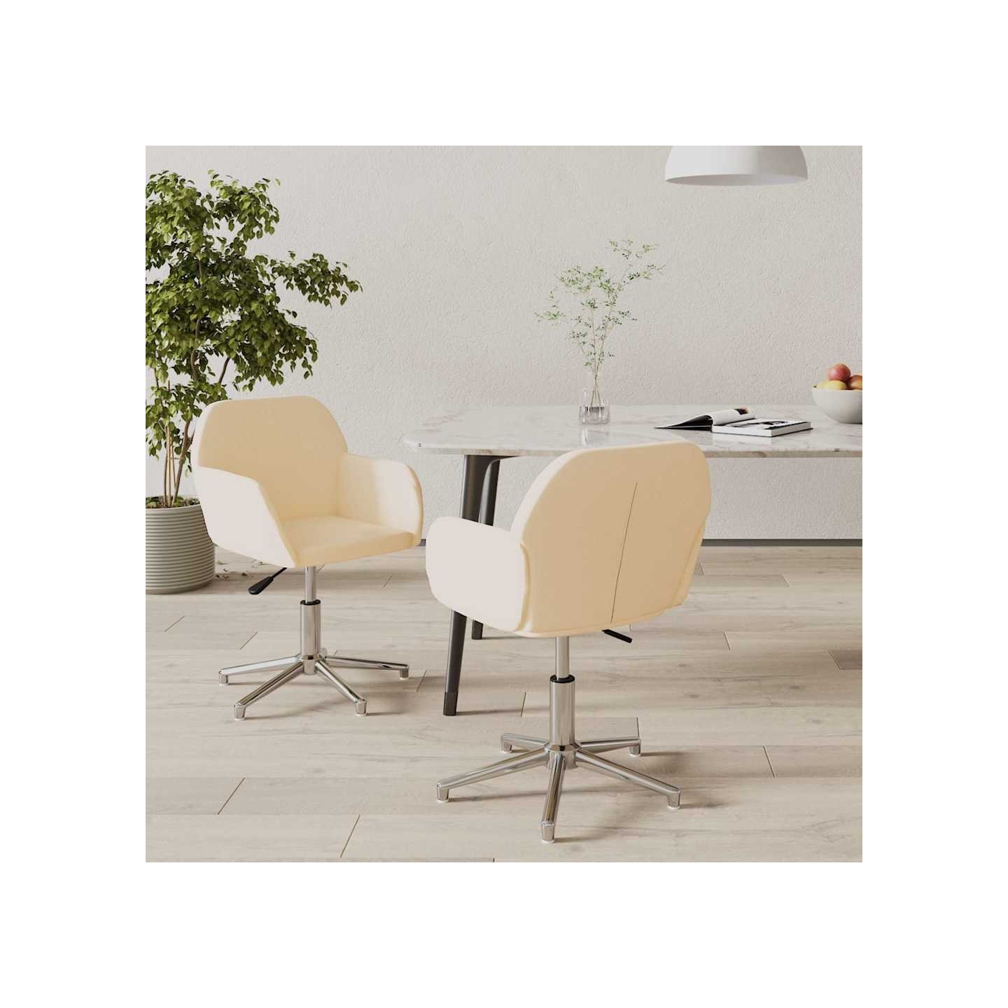Chaises pivotantes à manger lot de 2 Crème Tissu