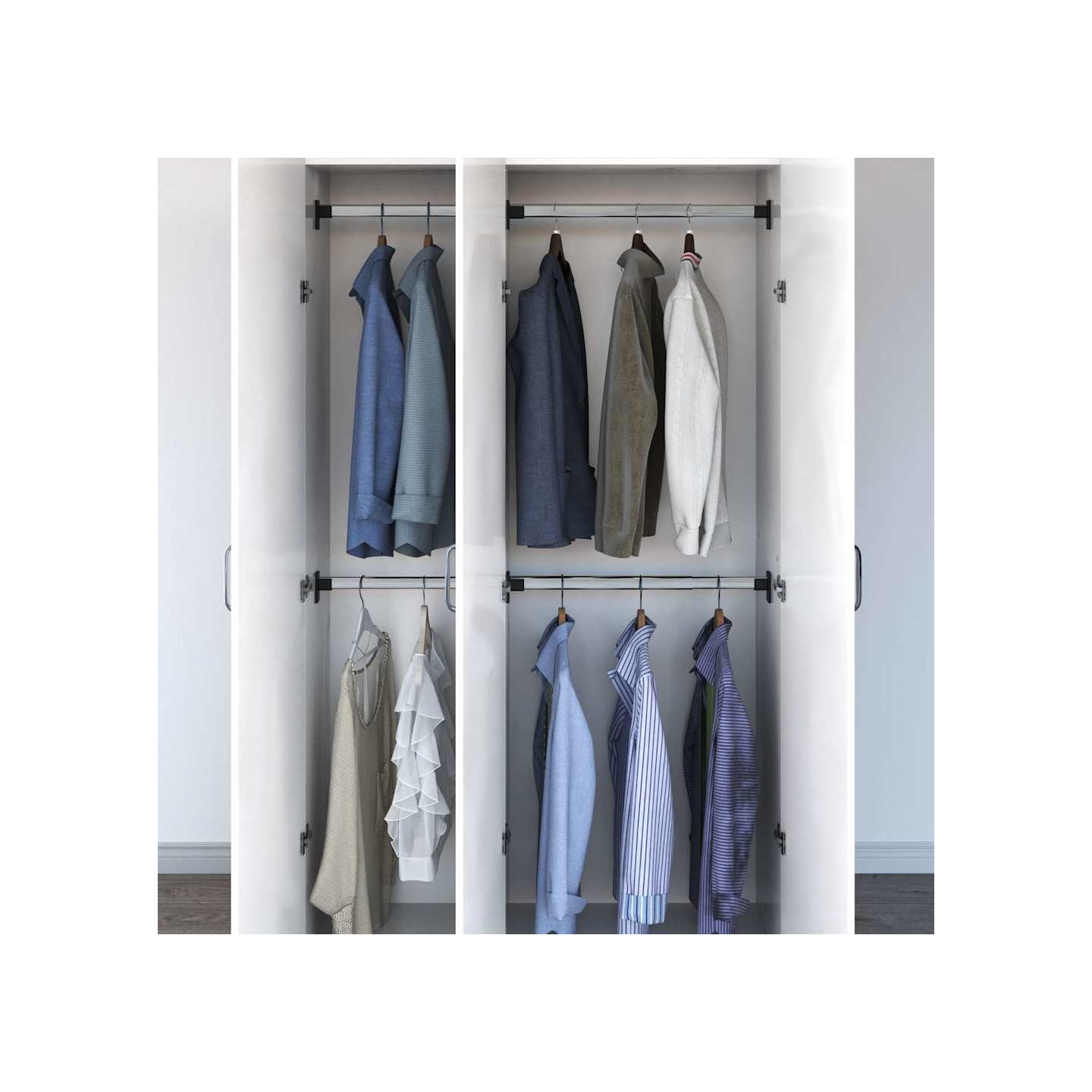 Rails de garde-robe télescopiques 4 pcs Argenté 58-100 cm