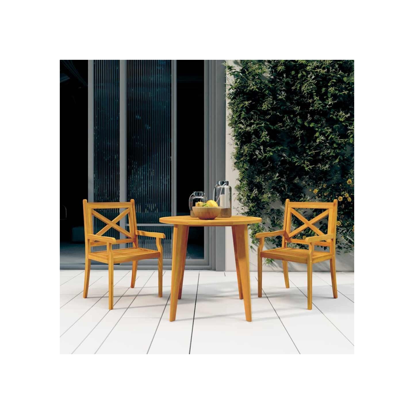 Chaises à manger d'extérieur lot de 2 Bois d'acacia massif