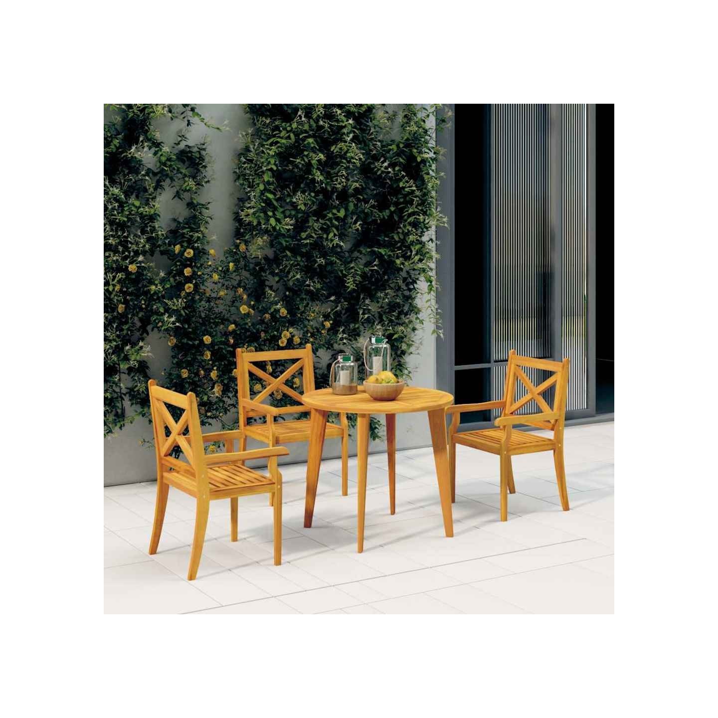 Chaises à manger d'extérieur lot de 3 Bois d'acacia massif