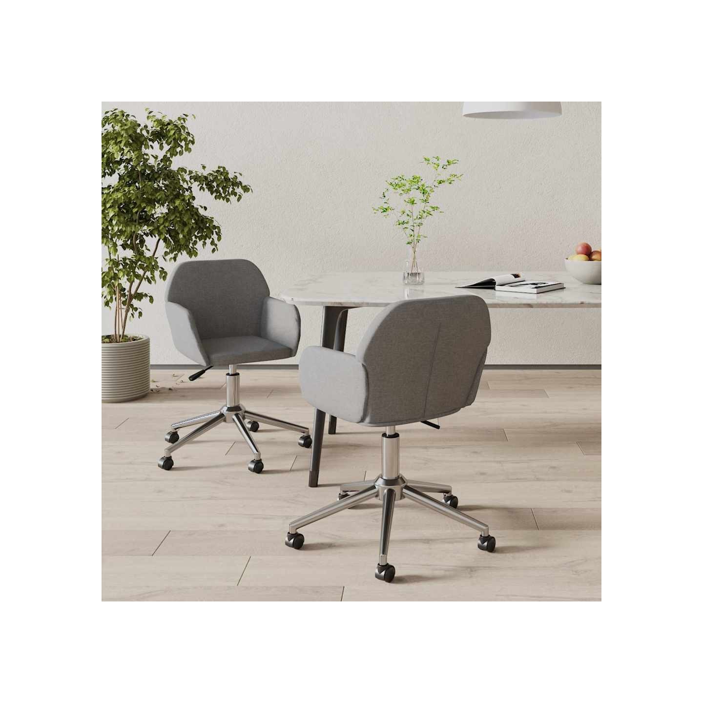 Chaises pivotantes à manger lot de 2 Gris clair Tissu