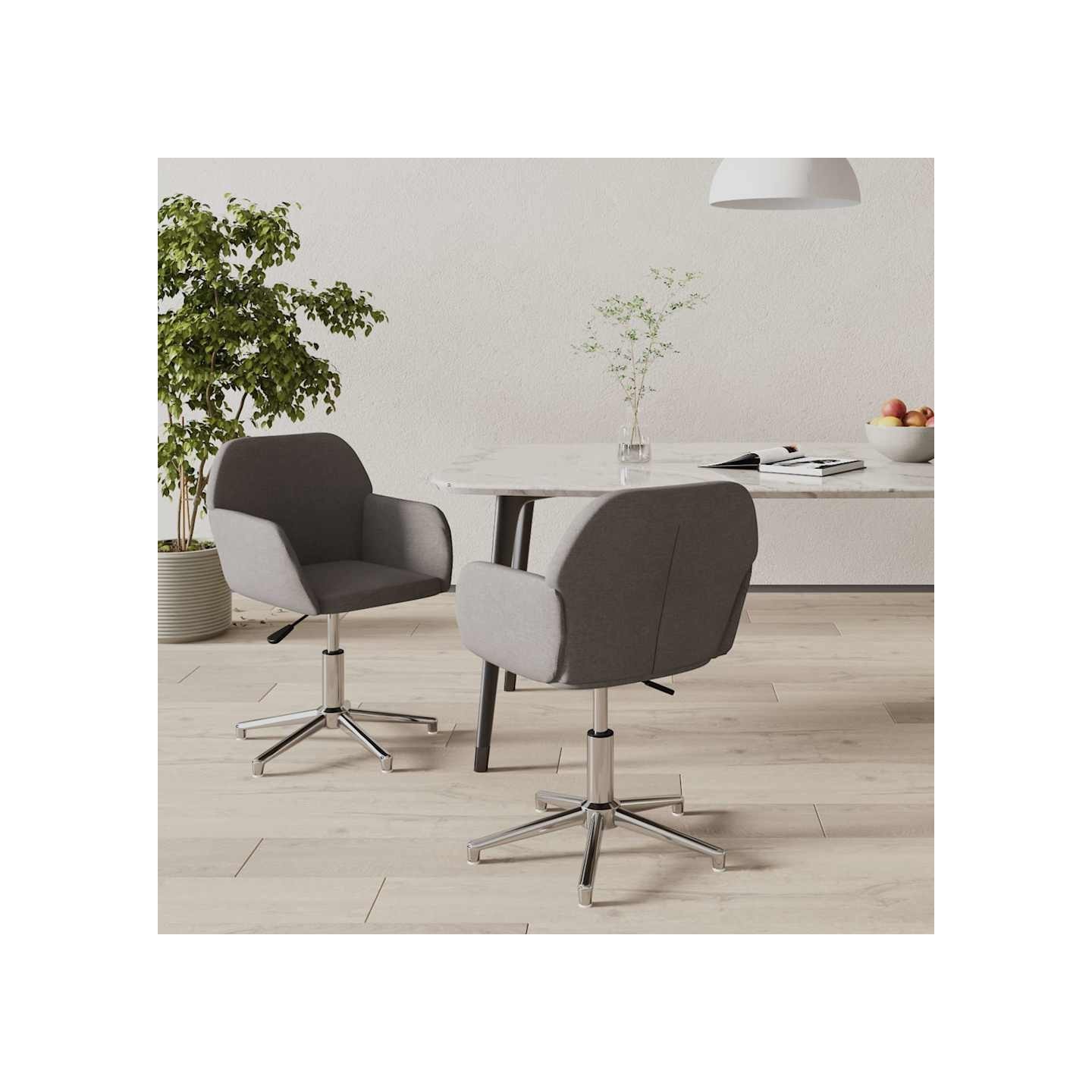 Chaises pivotantes à manger lot de 2 Gris clair Tissu