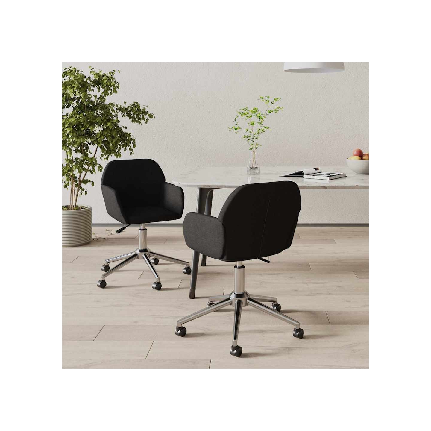 Chaises pivotantes à manger lot de 2 Noir Tissu