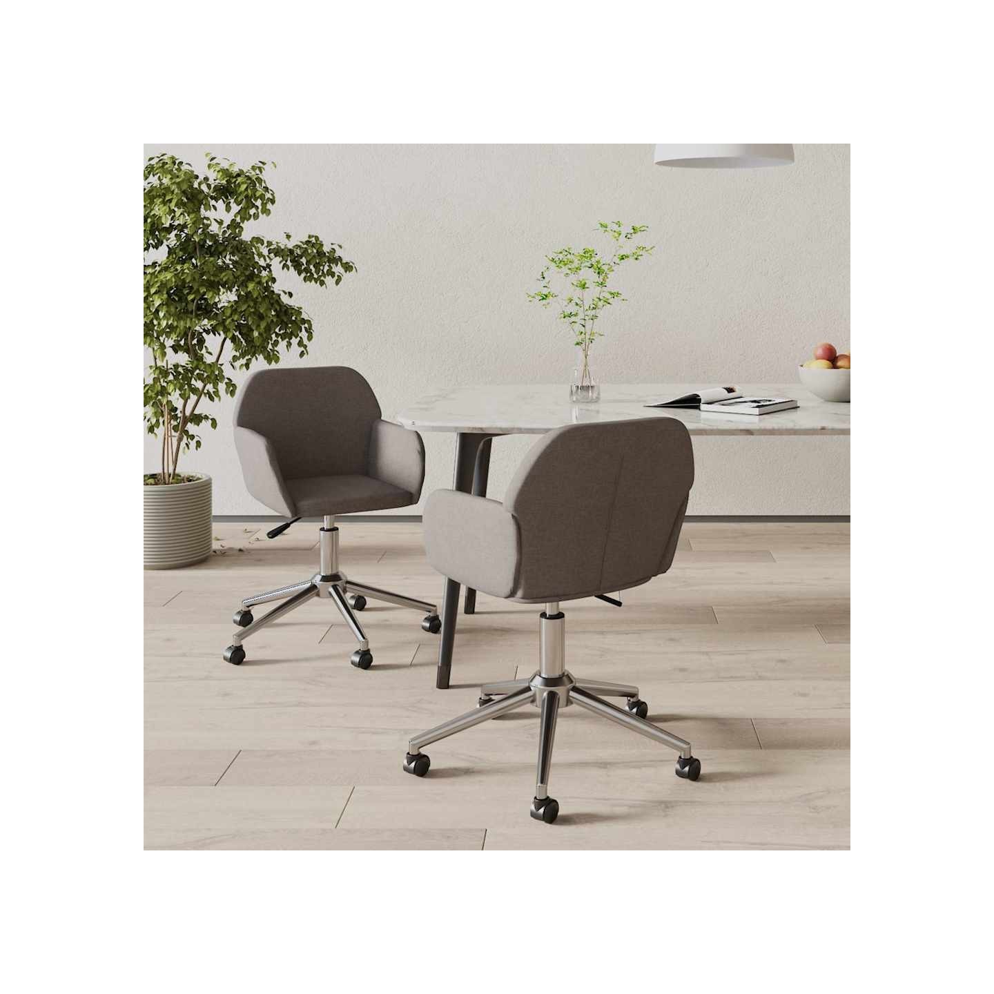 Chaises pivotantes à manger lot de 2 Gris foncé Tissu