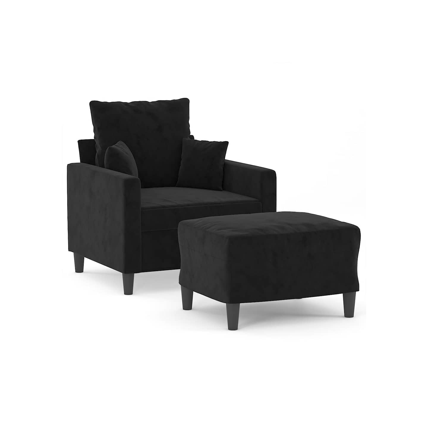 Fauteuil avec repose-pied Noir 60 cm Velours