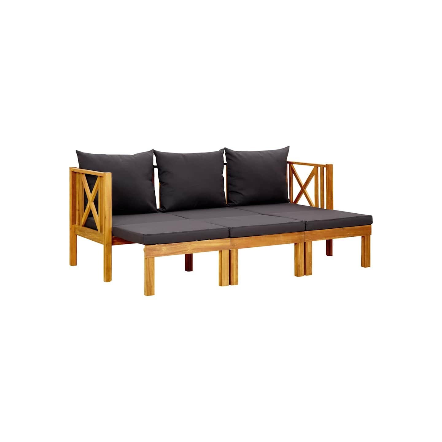 Banc de jardin 3 places et coussins 179 cm Bois d'acacia massif