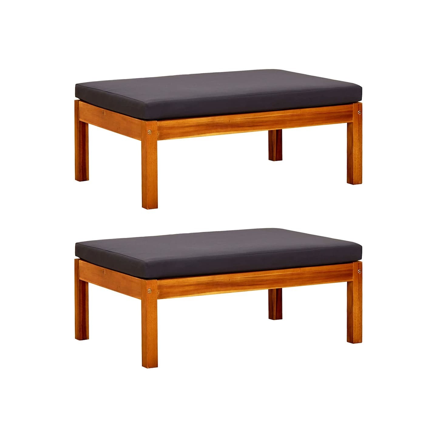 Repose-pieds de jardin lot de 2 Bois d'acacia massif