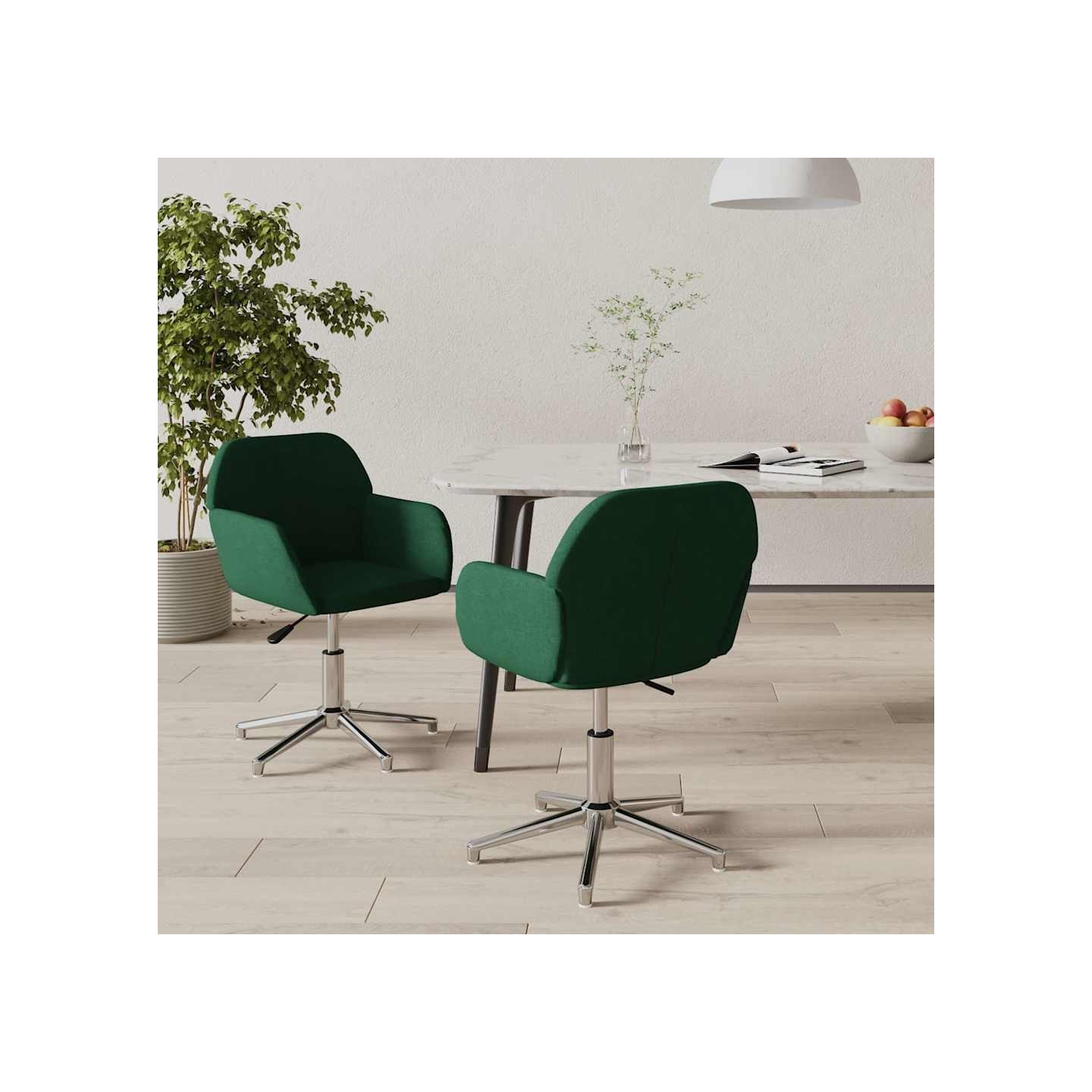 Chaises pivotantes à manger lot de 2 vert foncé tissu