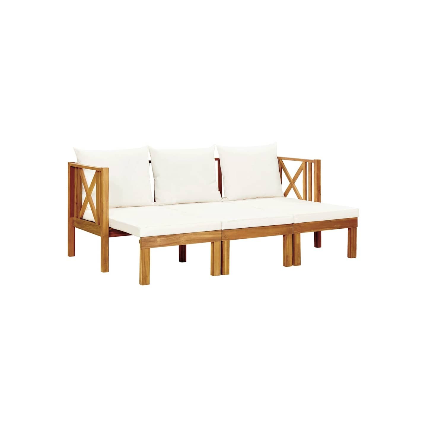 Banc de jardin 3 places et coussins 179 cm Bois d'acacia massif