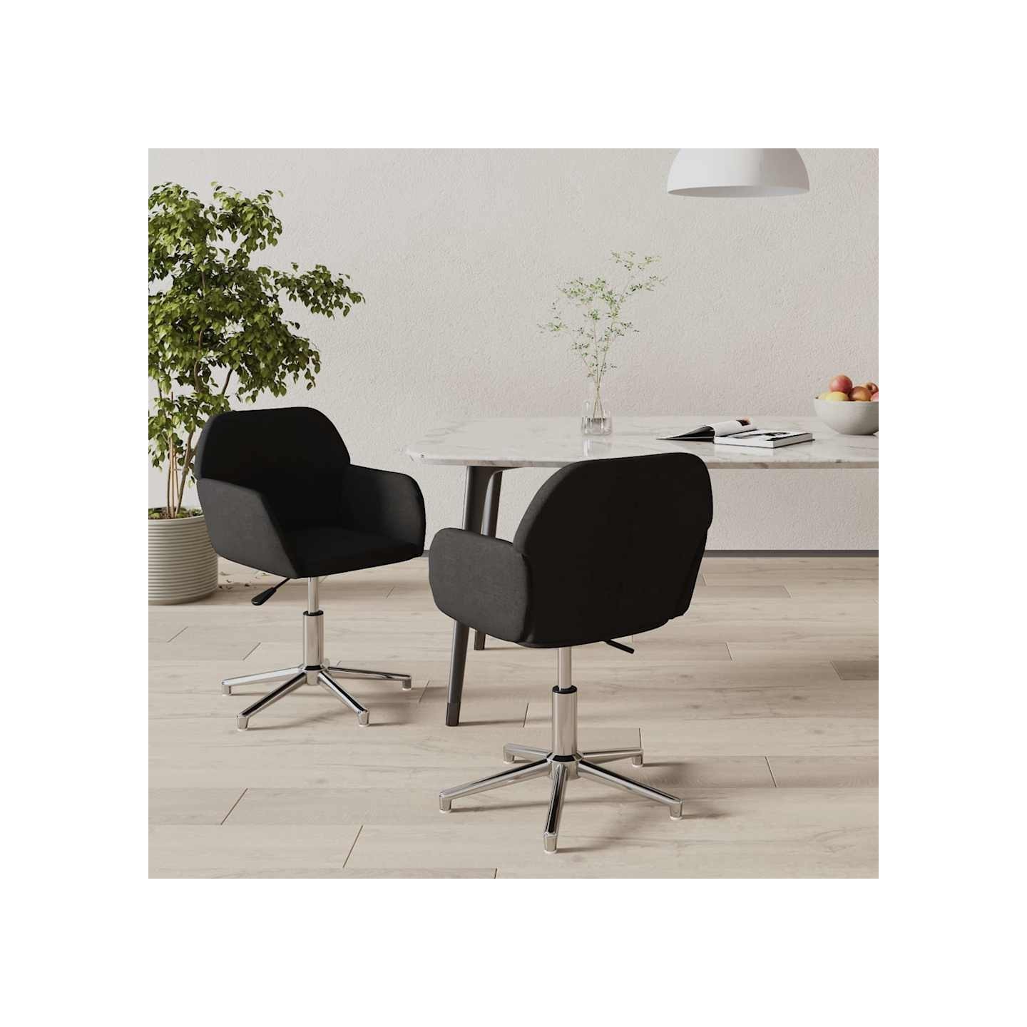 Chaises pivotantes à manger lot de 2 Noir Tissu
