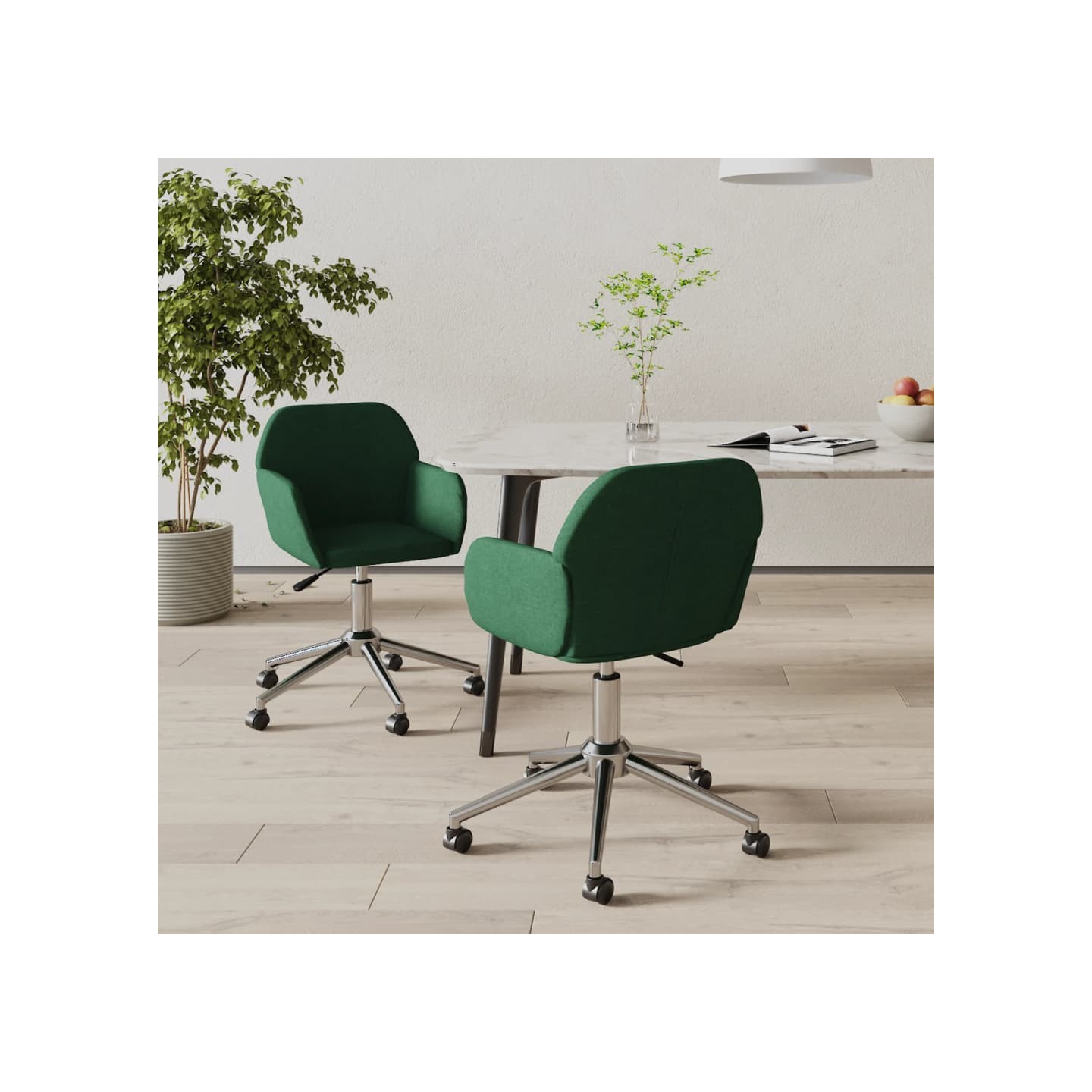 Chaises pivotantes à manger lot de 2 vert foncé tissu
