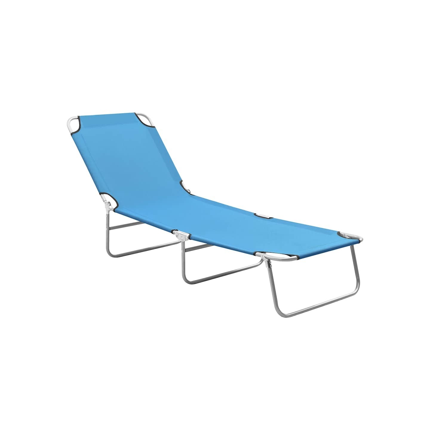 Chaise longue pliable acier et tissu bleu turquoise