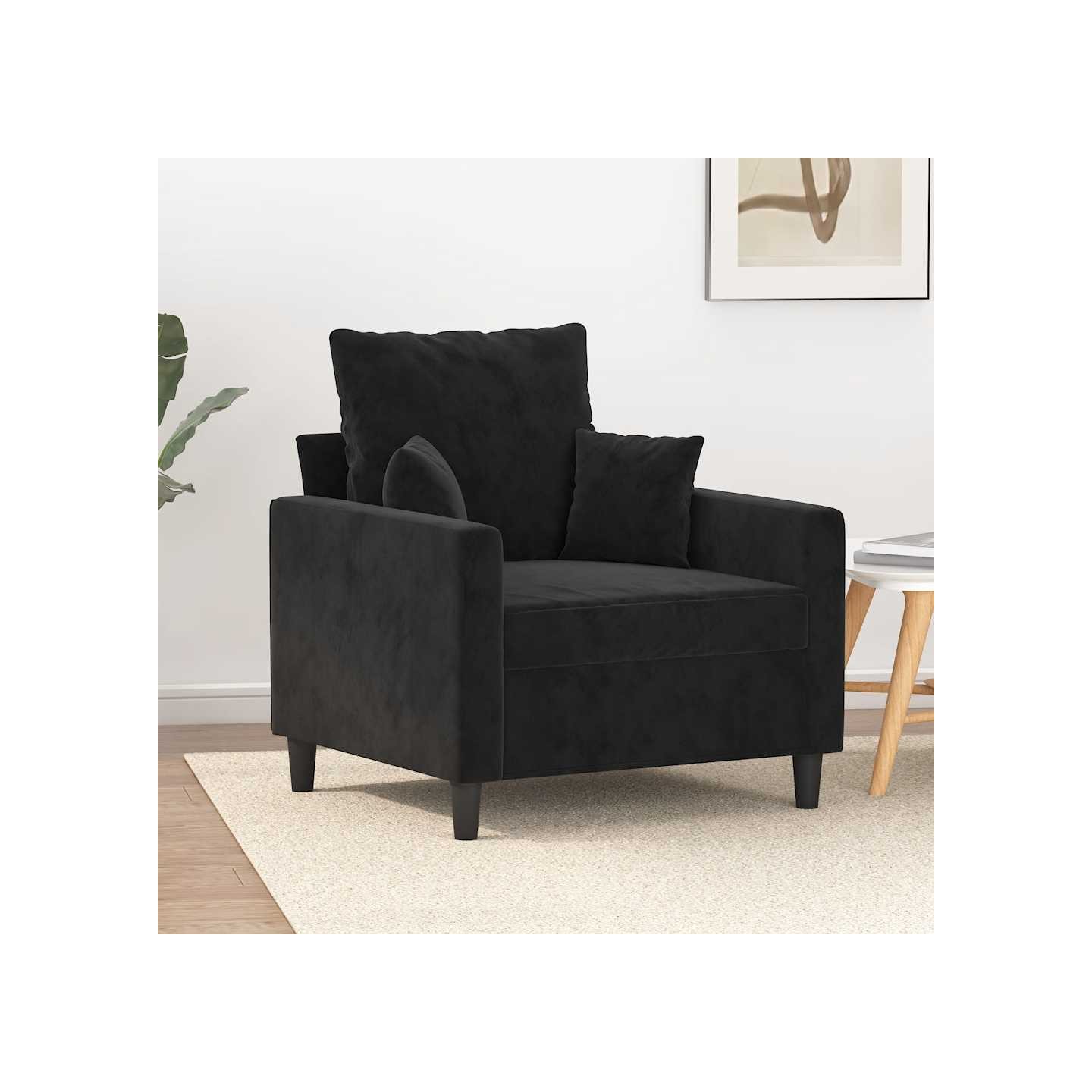 Fauteuil Noir 60 cm Velours