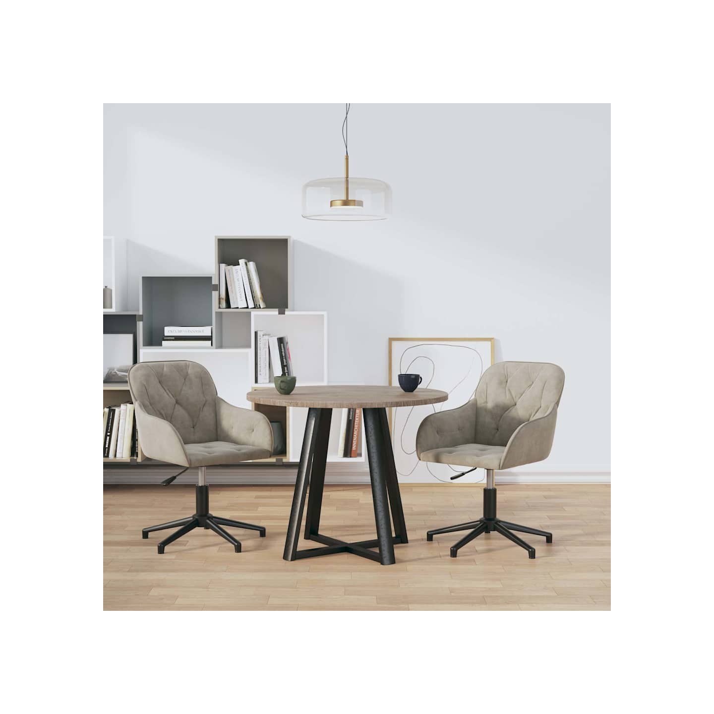 Chaises pivotantes à manger lot de 2 Gris clair Velours