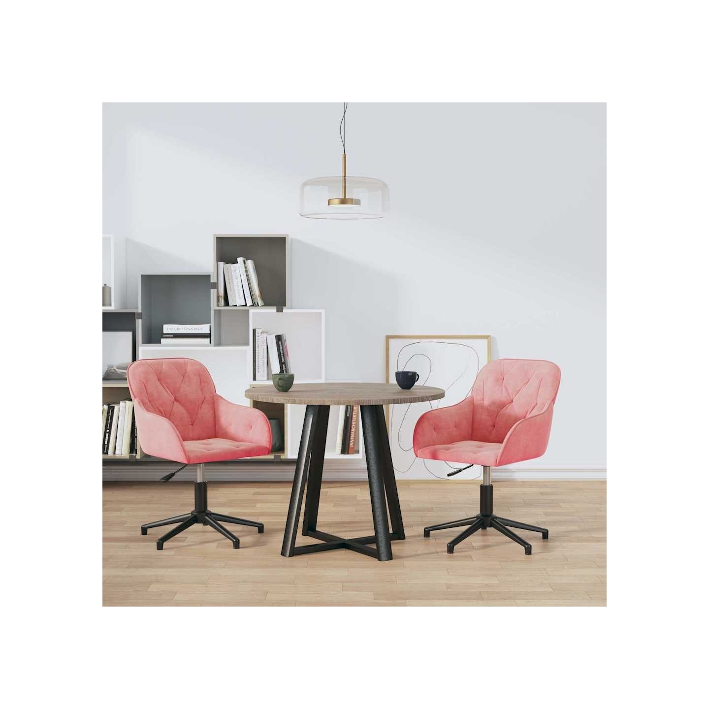 Chaises pivotantes à manger lot de 2 Rose Velours