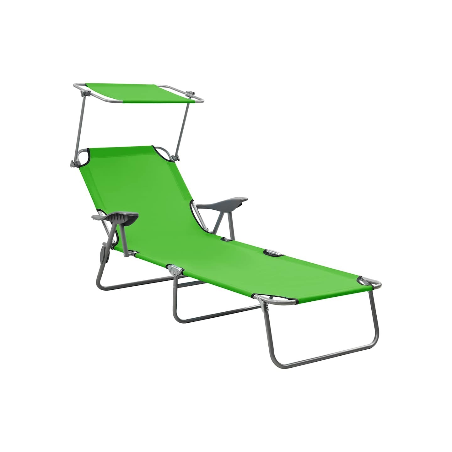 Chaise longue avec auvent acier vert