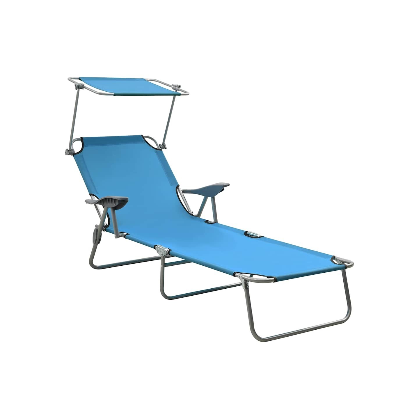 Chaise longue avec auvent acier bleu