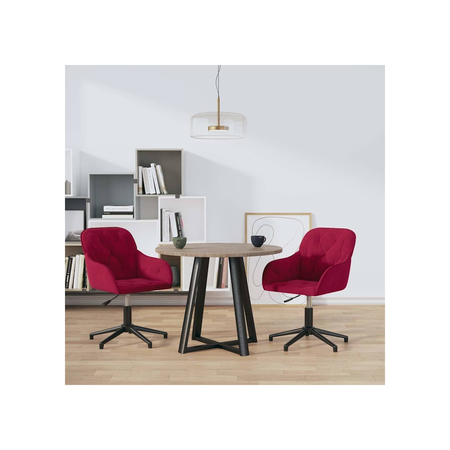 Chaises pivotantes à manger lot de 2 Rouge bordeaux Velours