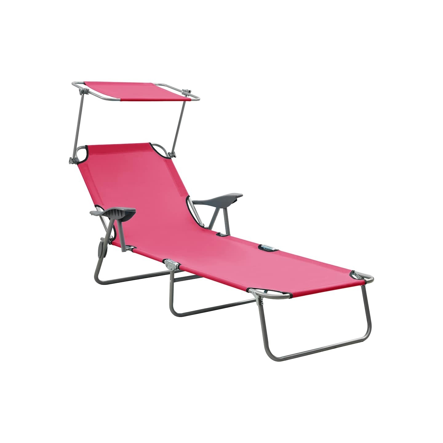 Chaise longue avec auvent acier rose