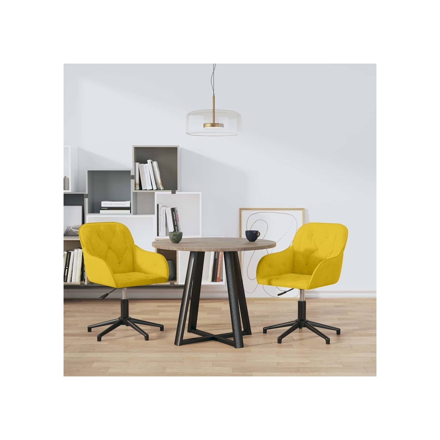 Chaises pivotantes à manger lot de 2 Jaune Velours
