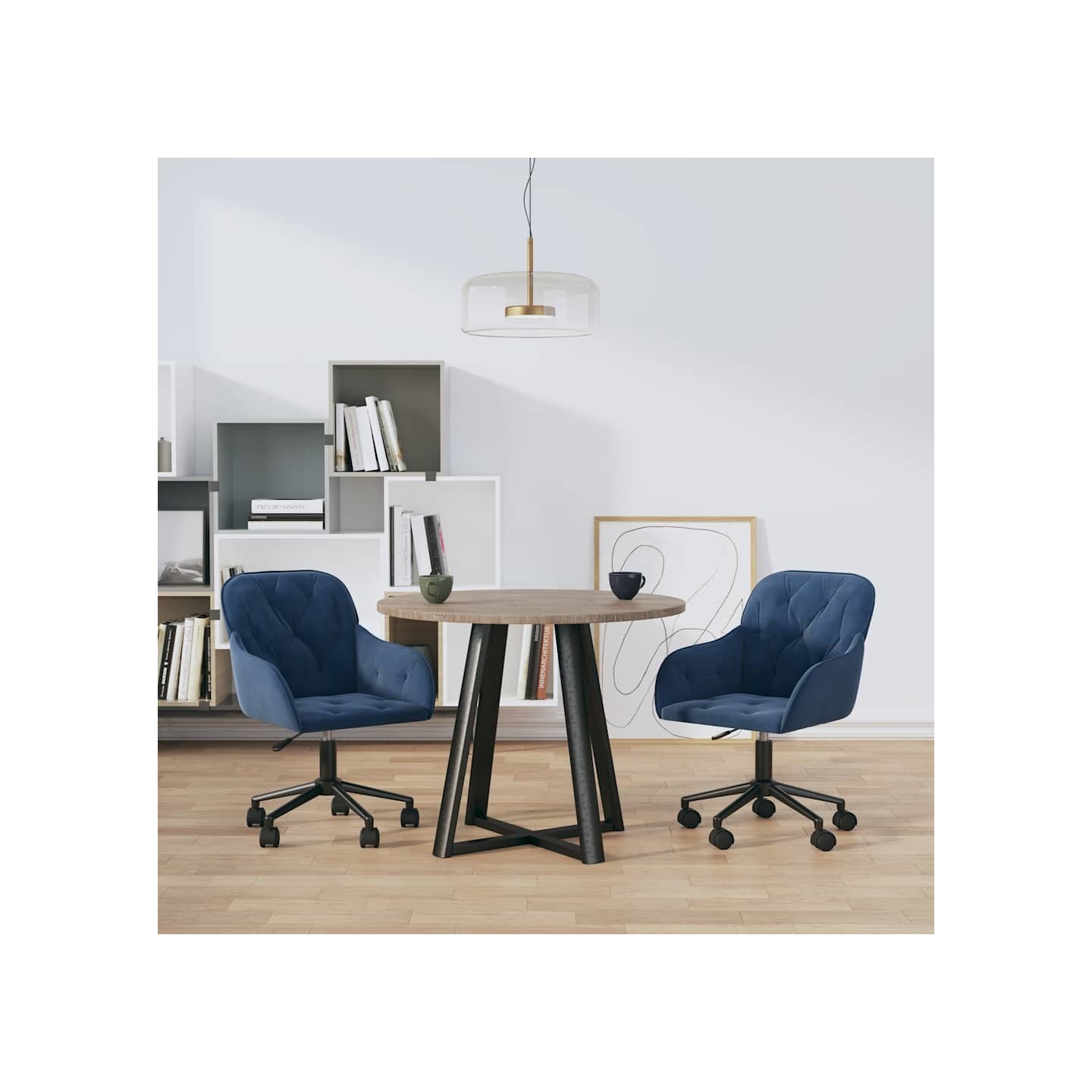 Chaises pivotantes à manger lot de 2 Bleu Velours
