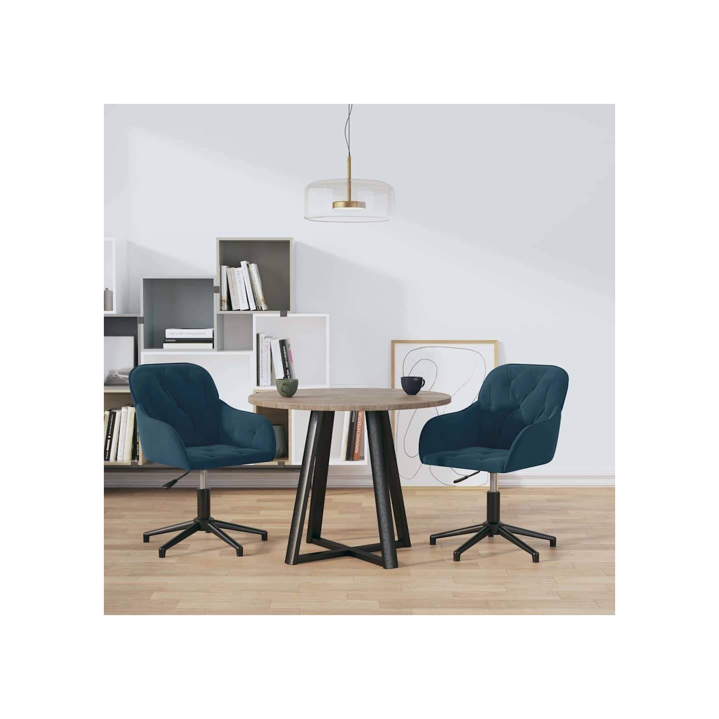 Chaises pivotantes à manger lot de 2 Bleu Velours