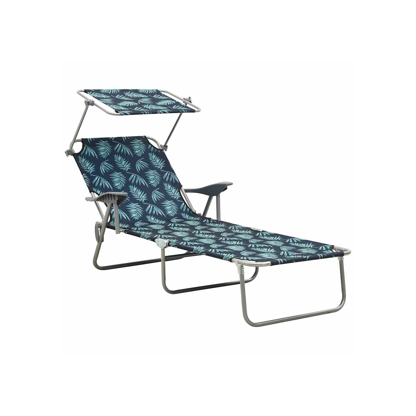 Chaise longue avec auvent acier motif de feuilles