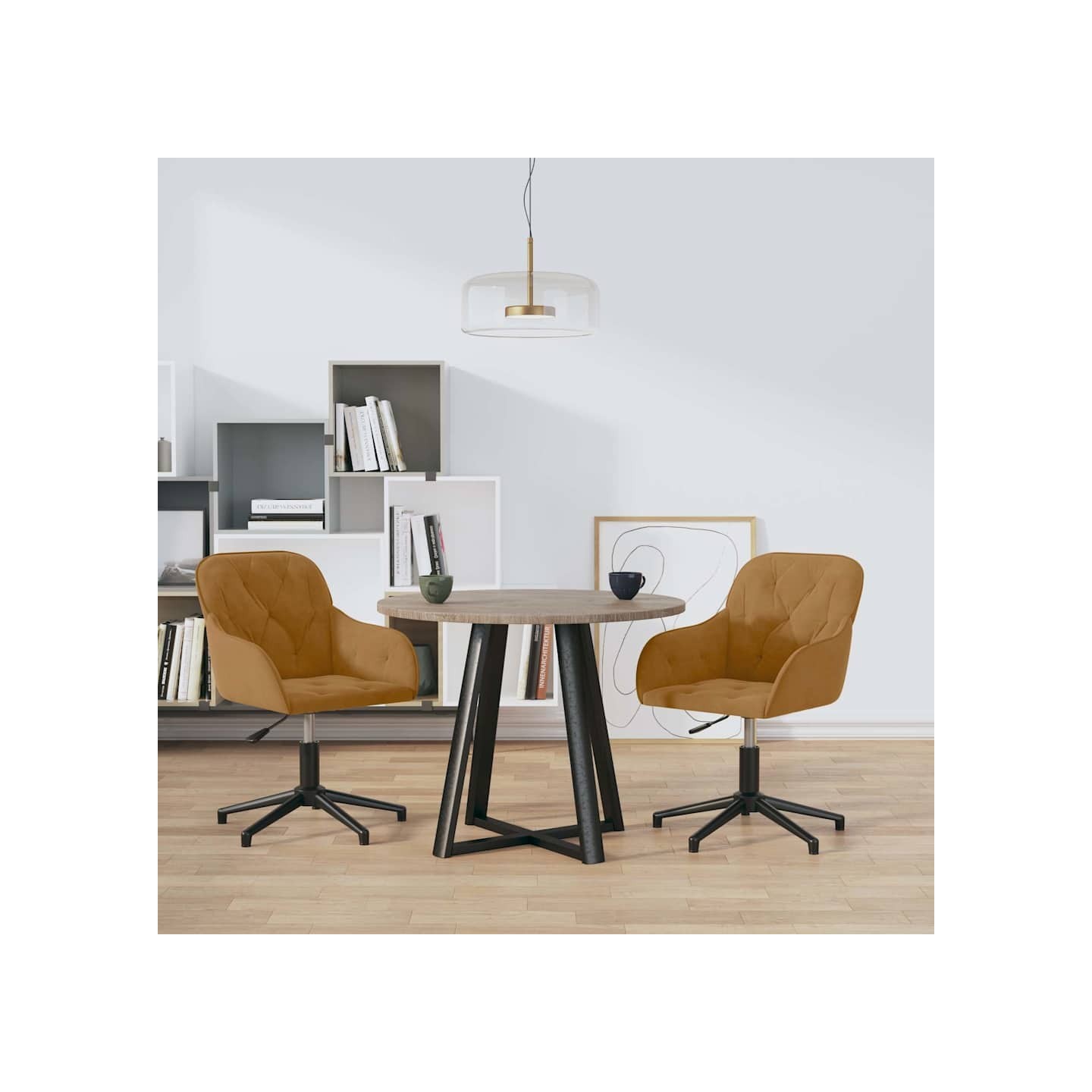 Chaises pivotantes à manger lot de 2 Marron Velours