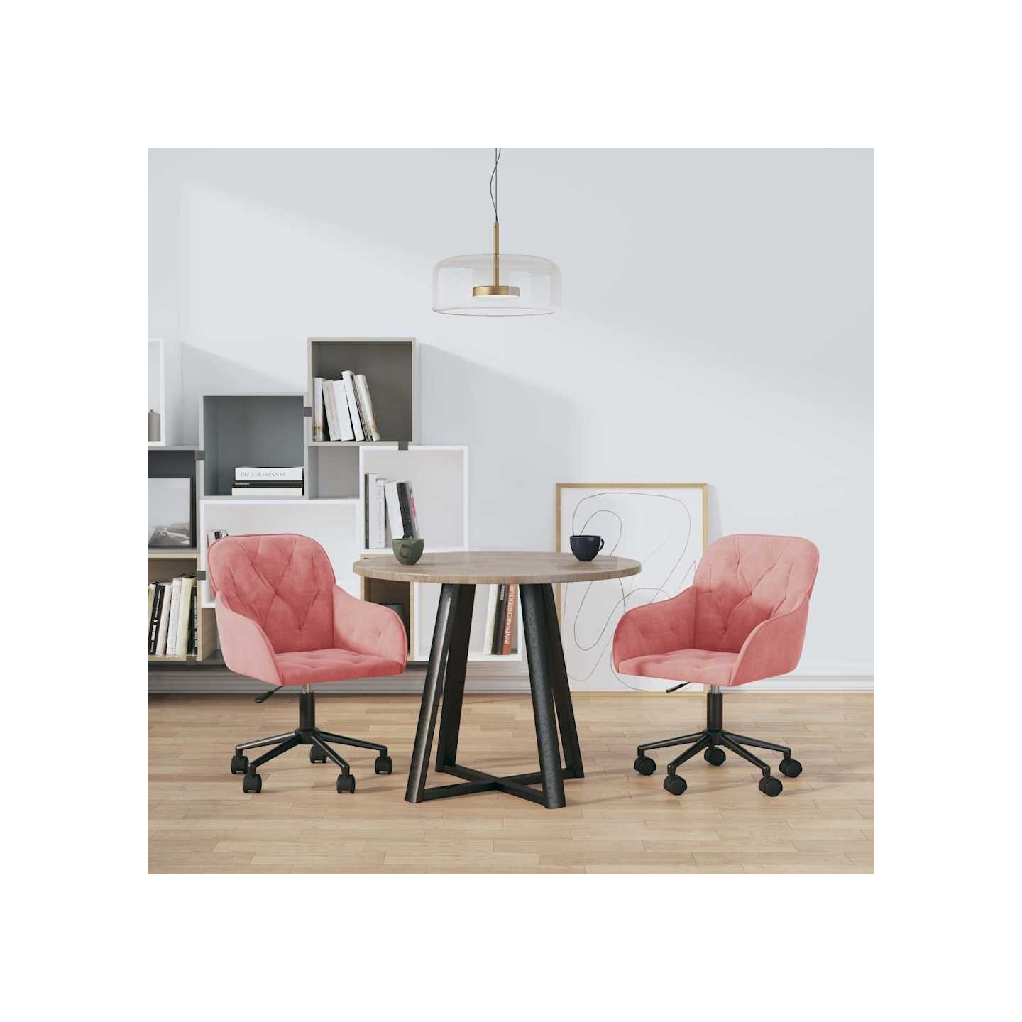 Chaises pivotantes à manger lot de 2 Rose Velours