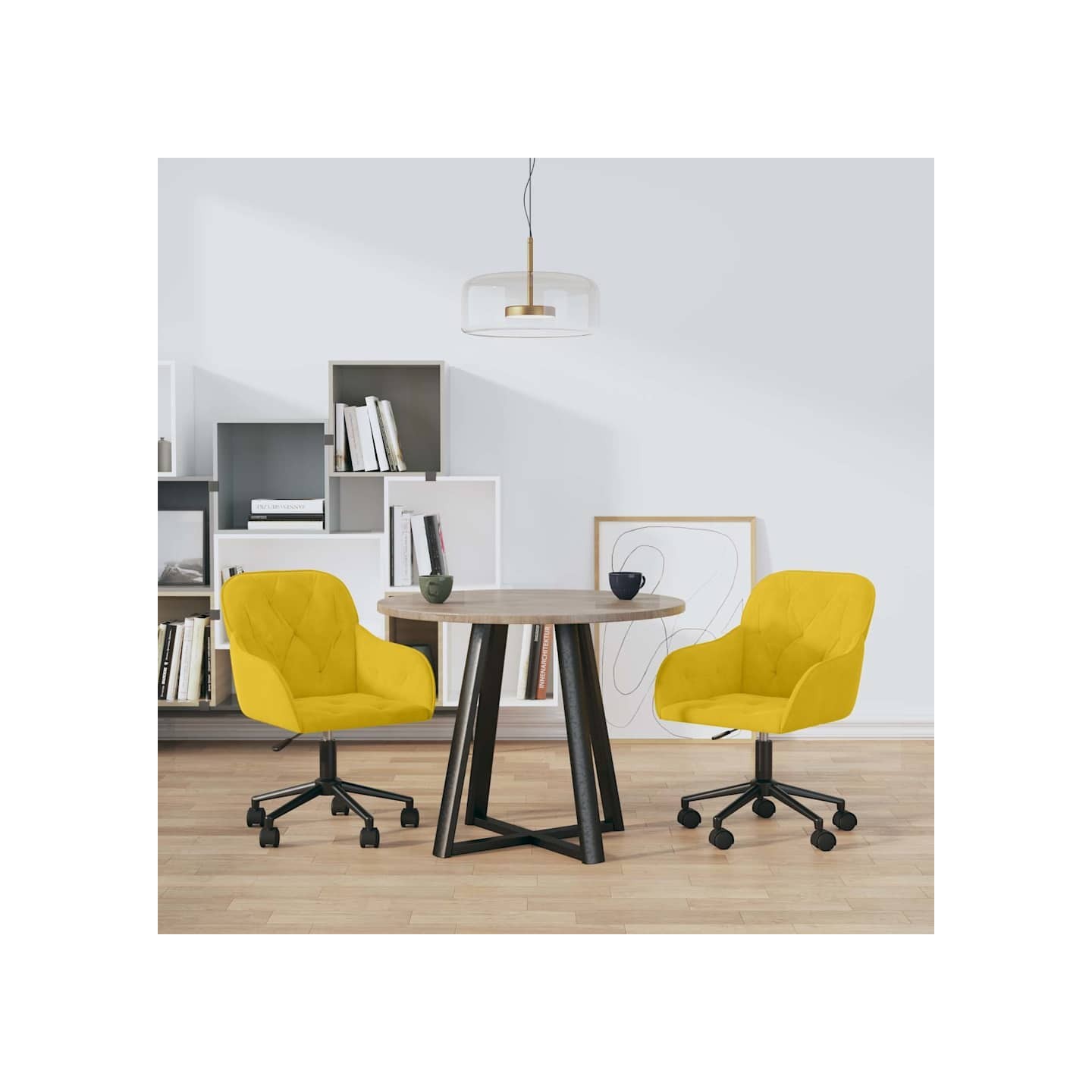 Chaises pivotantes à manger lot de 2 Jaune Velours
