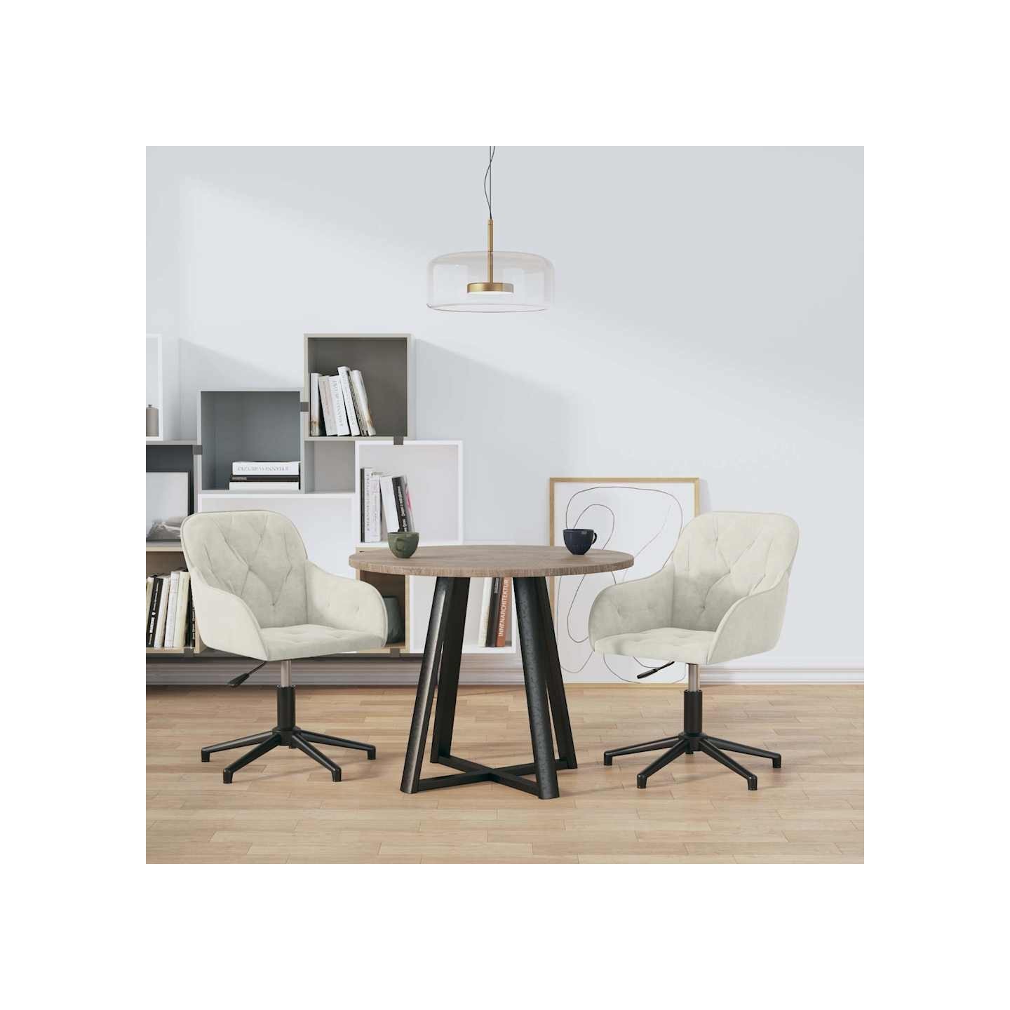 Chaises pivotantes à manger lot de 2 Crème Velours