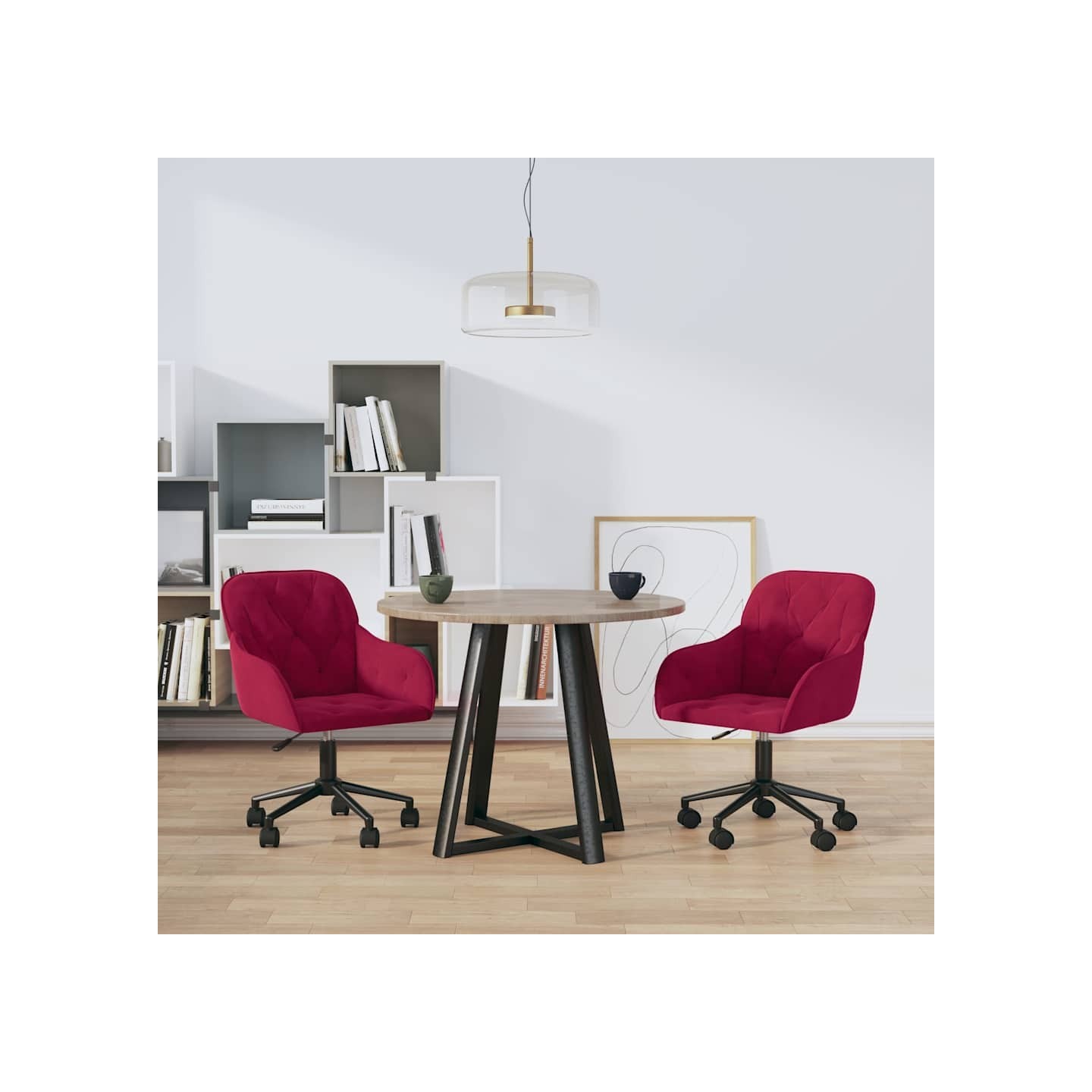 Chaises pivotantes à manger lot de 2 Rouge bordeaux Velours