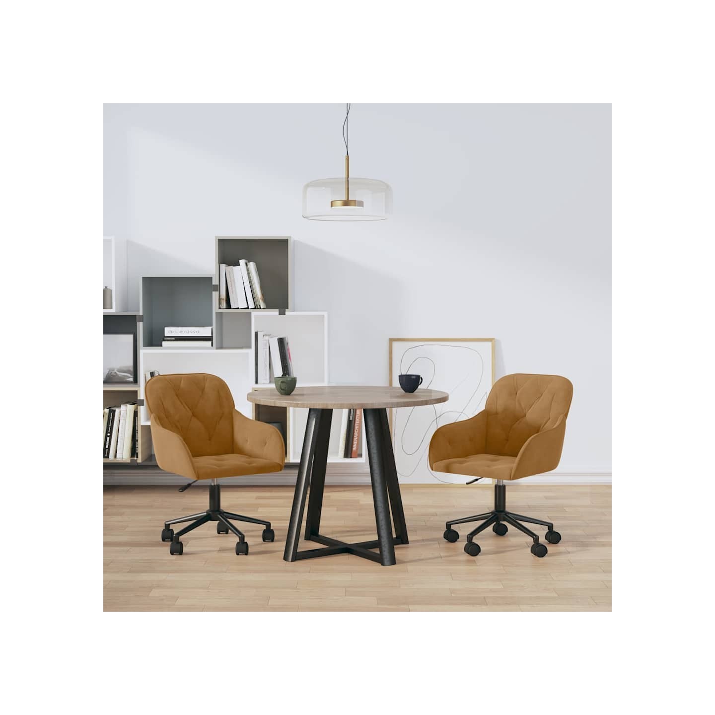 Chaises pivotantes à manger lot de 2 Marron Velours