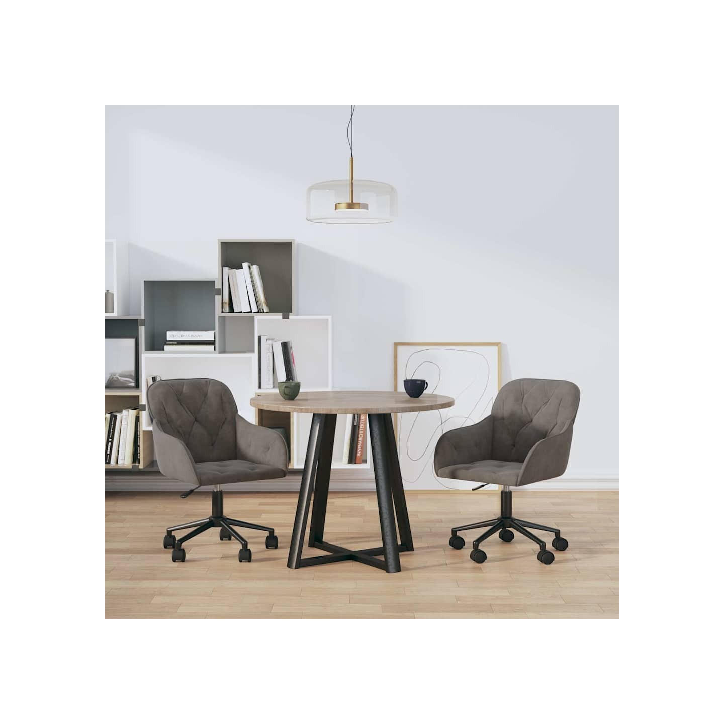 Chaises pivotantes à manger lot de 2 Gris foncé Velours