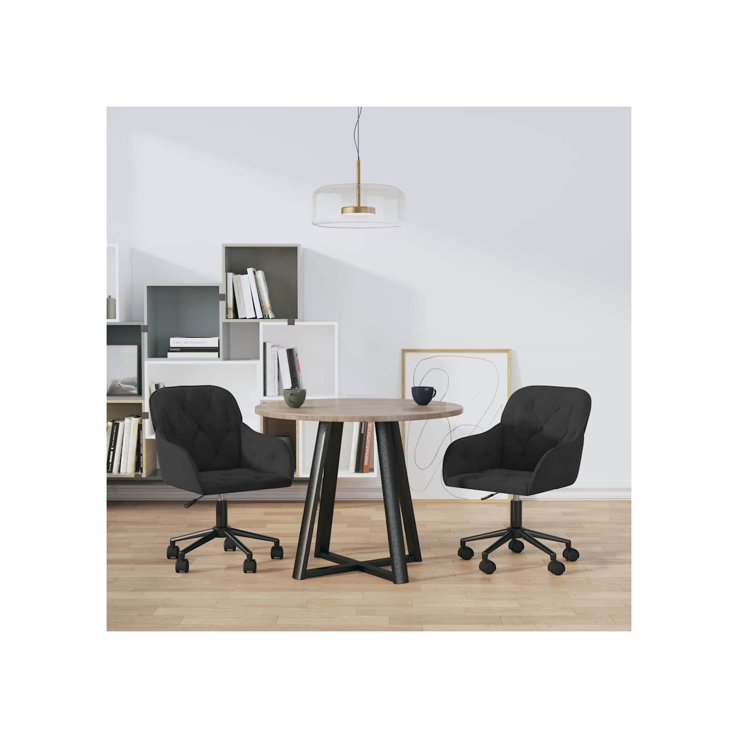 Chaises pivotantes à manger lot de 2 Noir Velours
