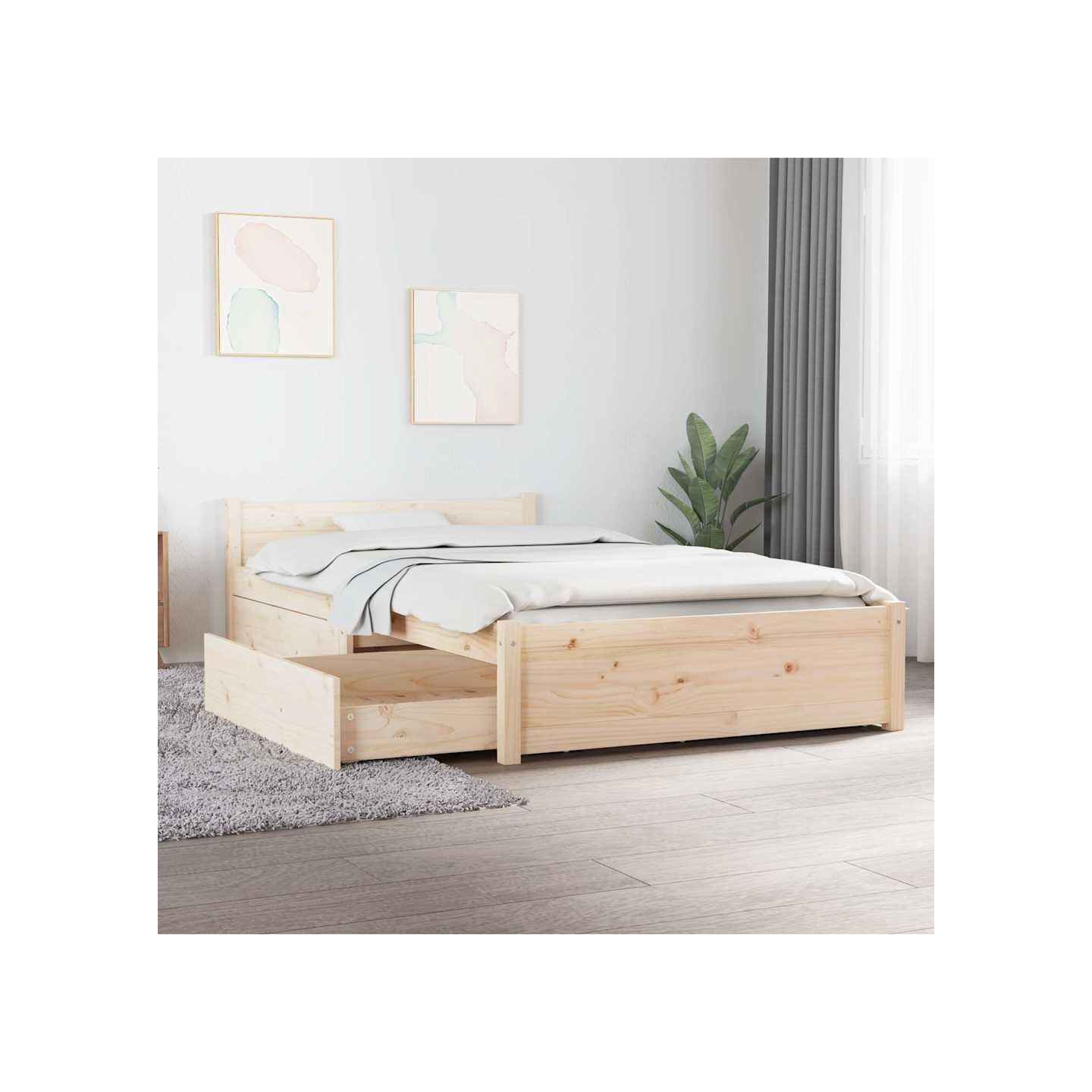 Cadre de lit sans matelas avec tiroirs 90x200 cm
