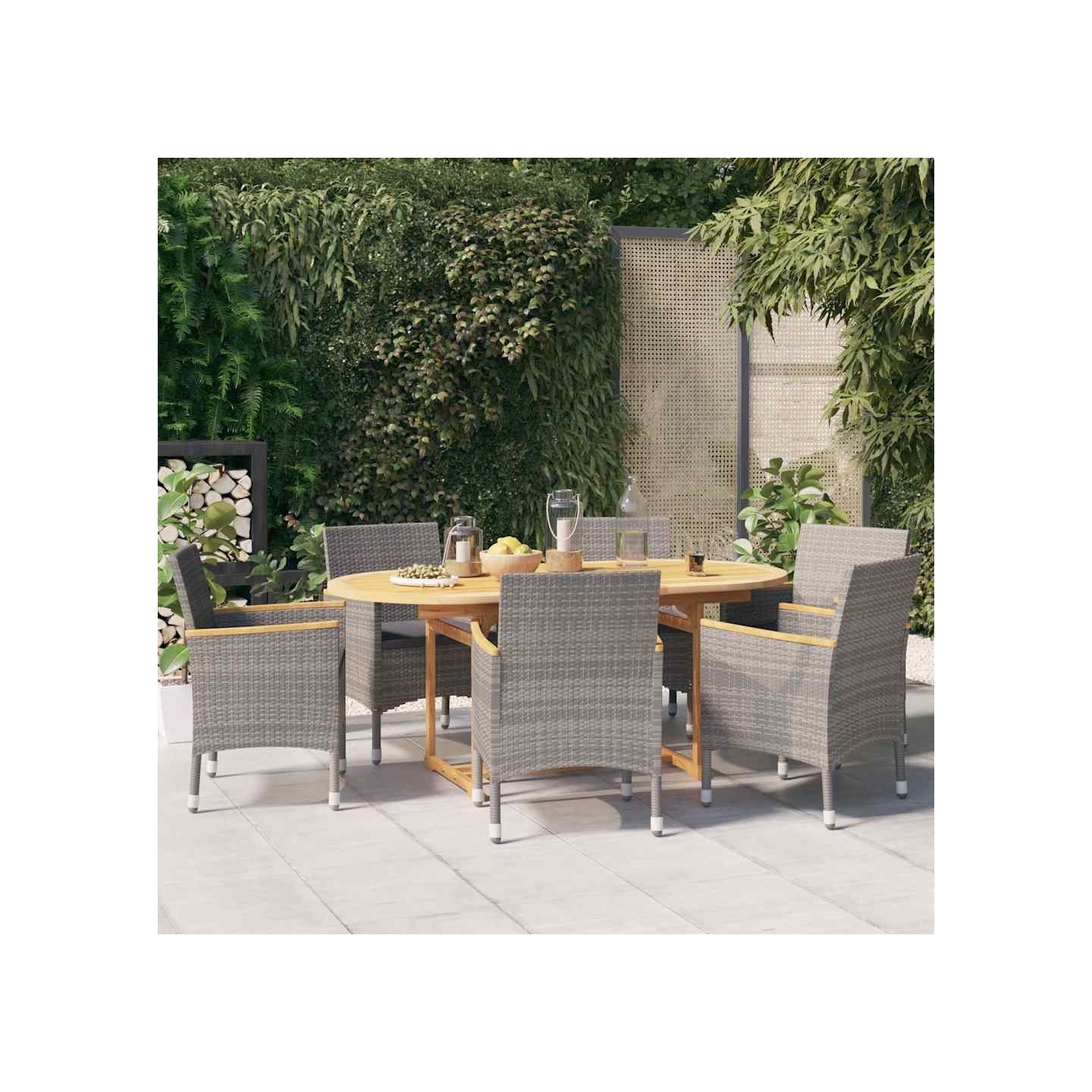 Ensemble à manger de jardin 7 pcs avec coussins Gris