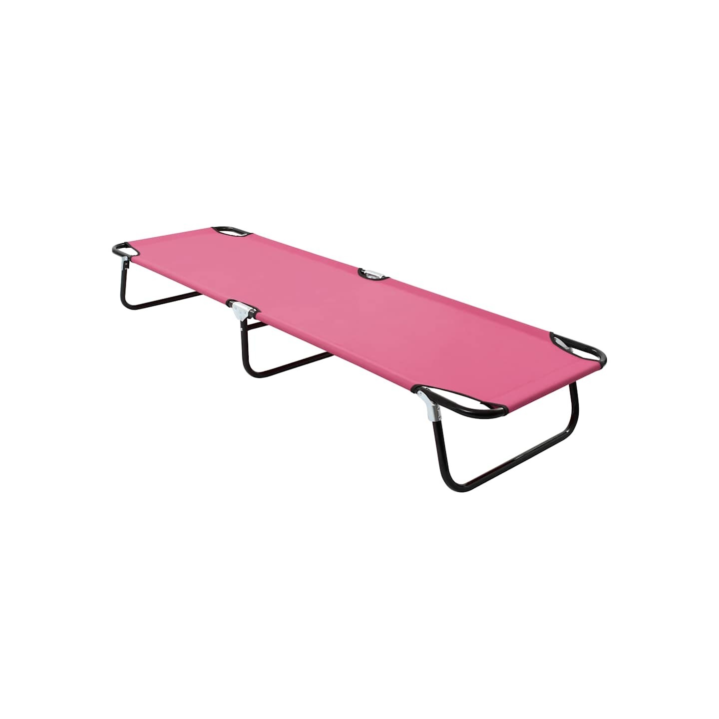 Chaise longue pliable acier rose