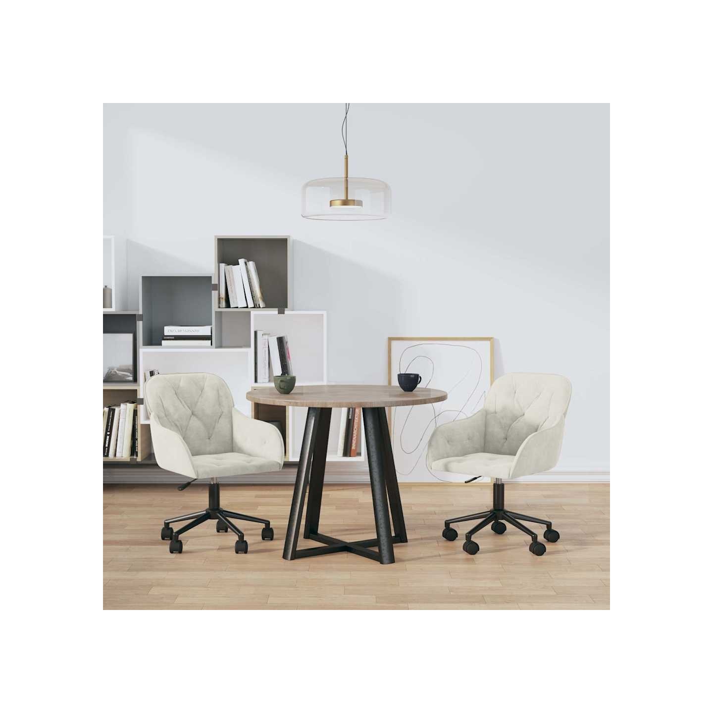 Chaises pivotantes à manger lot de 2 Crème Velours