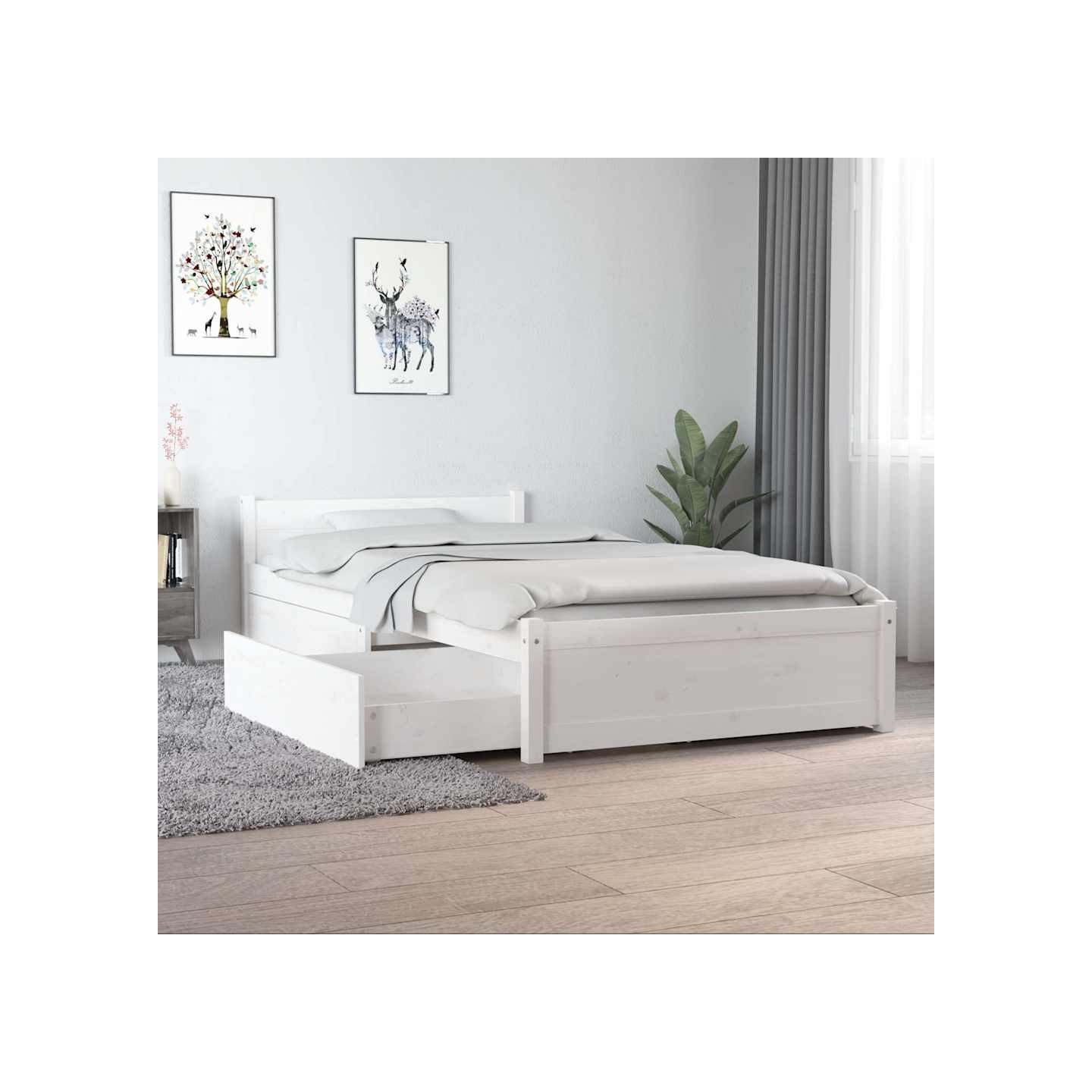 Cadre de lit sans matelas avec tiroirs blanc