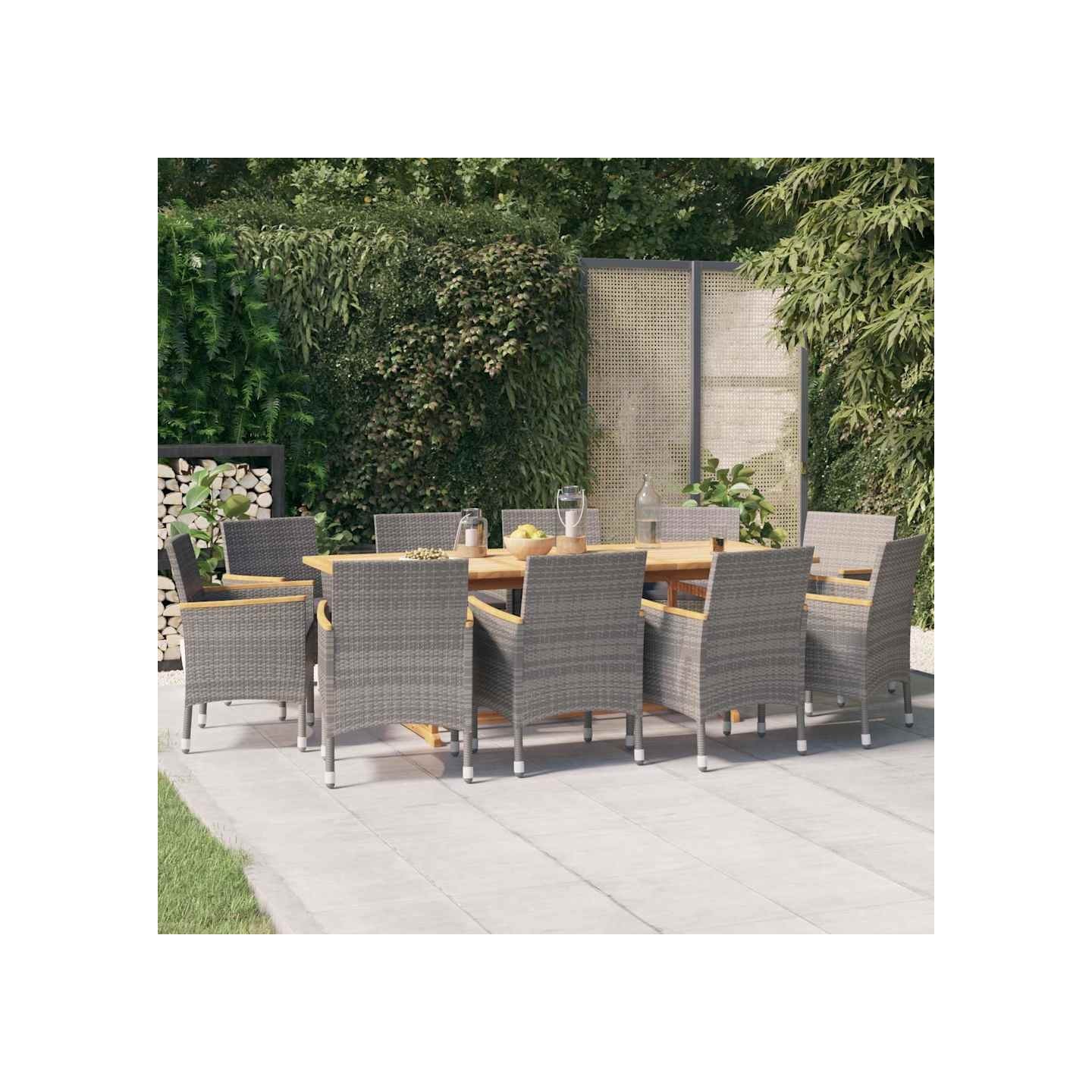 Ensemble à manger de jardin 11 pcs avec coussins Gris